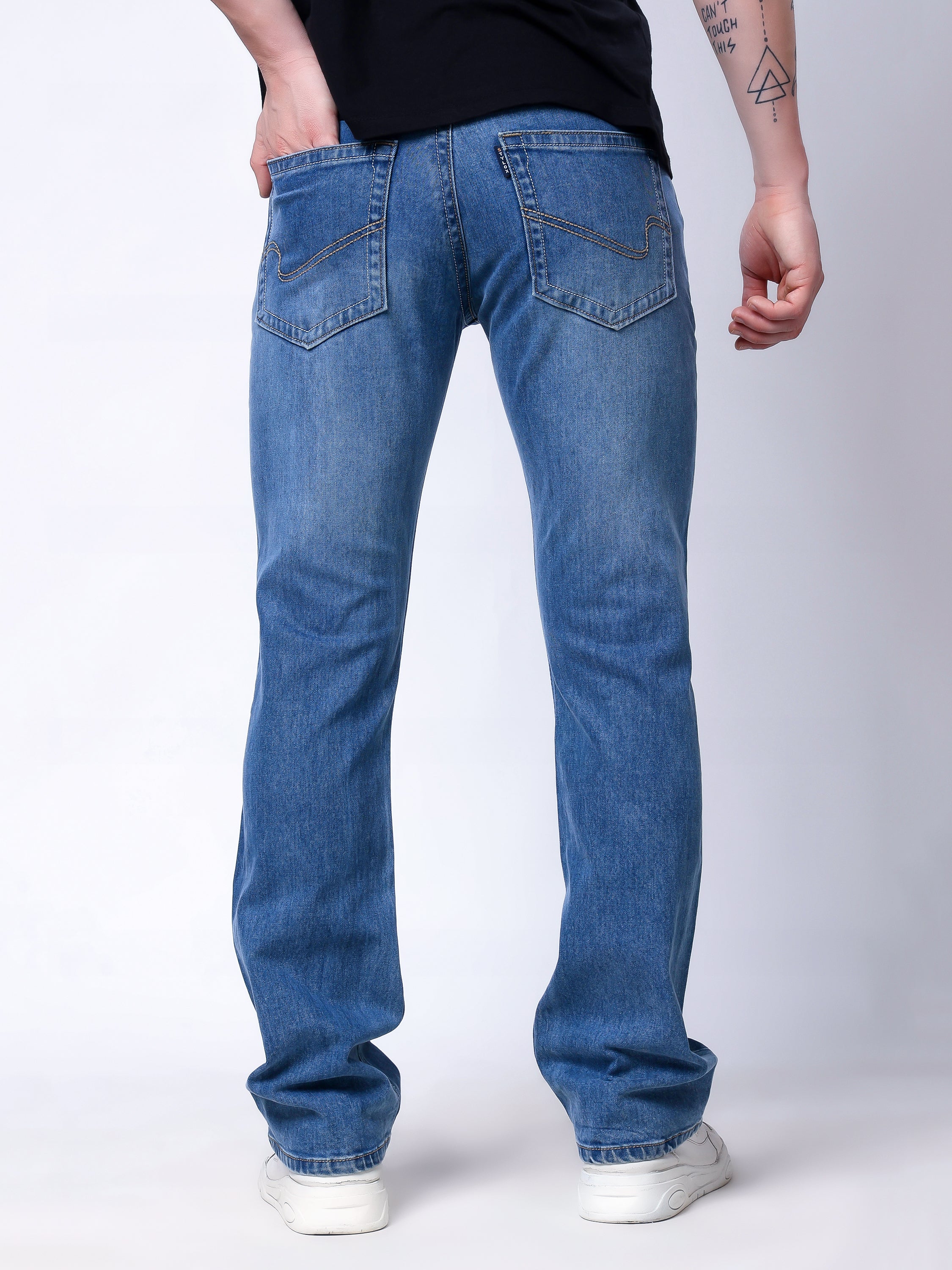 Stylox Men's Bootcut Fit Stretchable Denim Jeans-Light Blue - Stylox