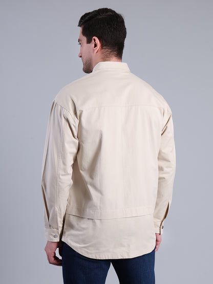 Stylox Men’s Solid Winter Shacket with Snap Buttons &amp; Utility Pockets