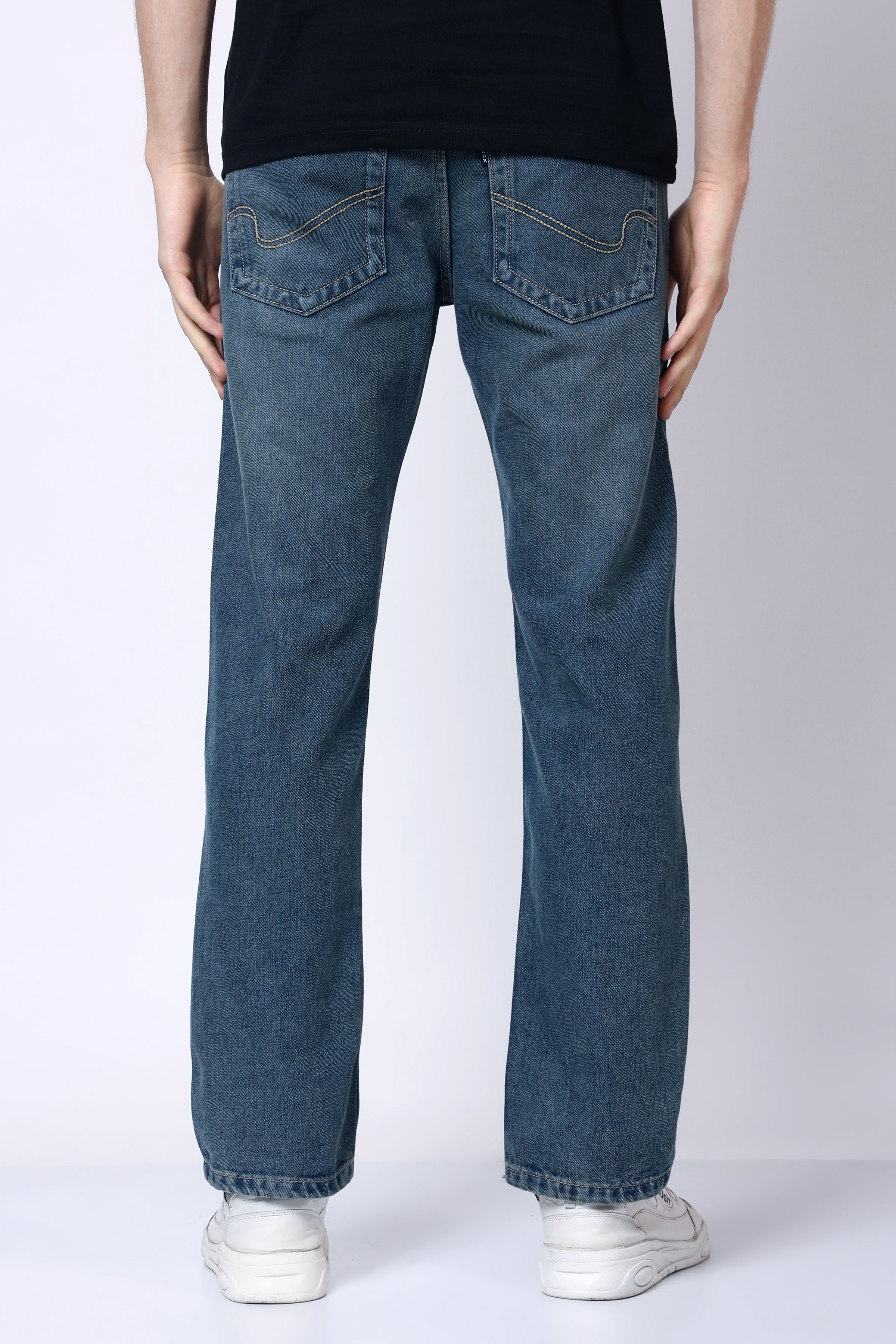 Stylox Men’s Mid-Rise Comfort Fit Greenish Blue Non-Stretch Denim Jeans - Stylox