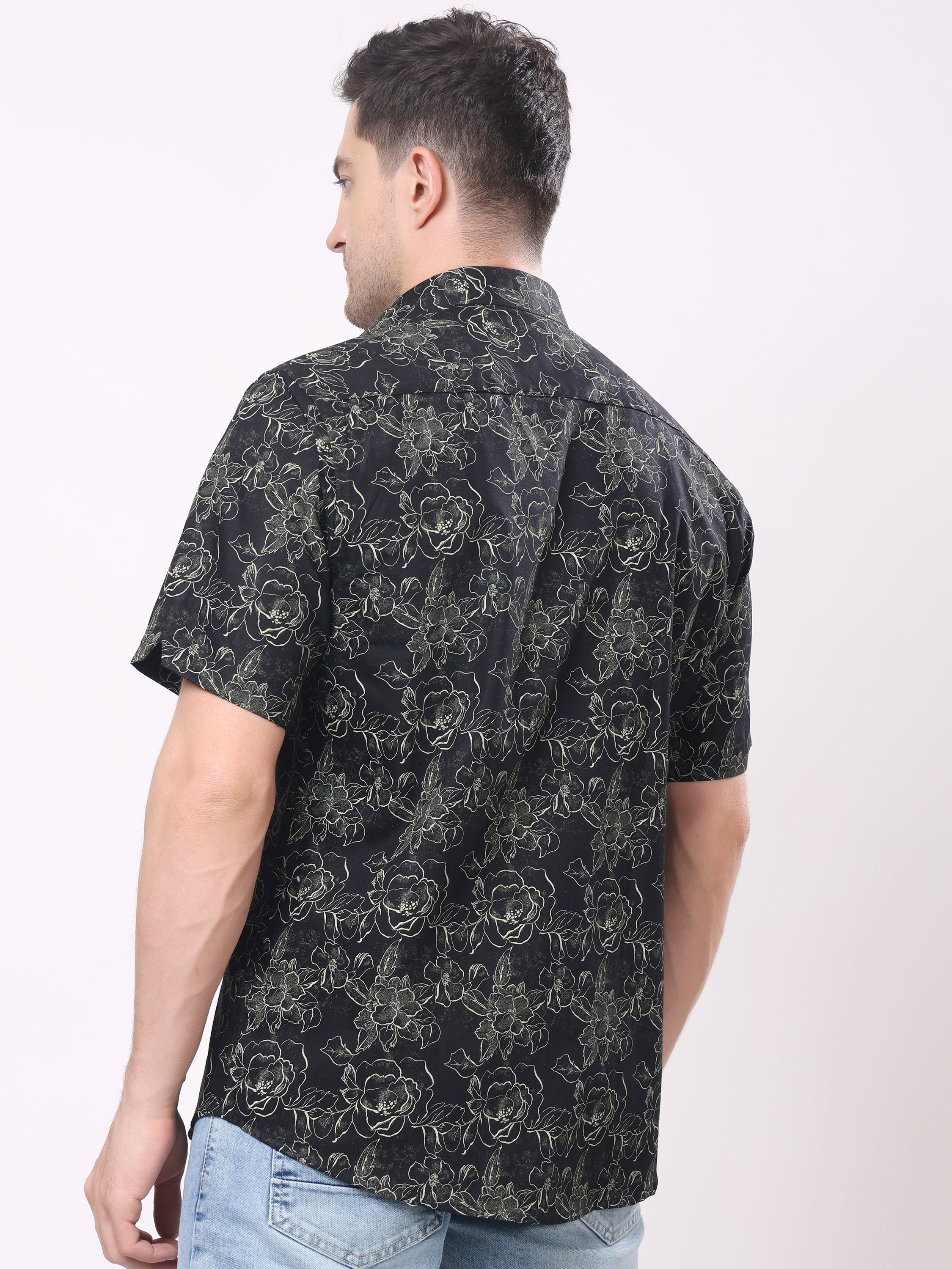 Stylox Men’s Regular Fit Half Sleeve Floral Printed Casual Stylish Party & Summer Shirt - Stylox