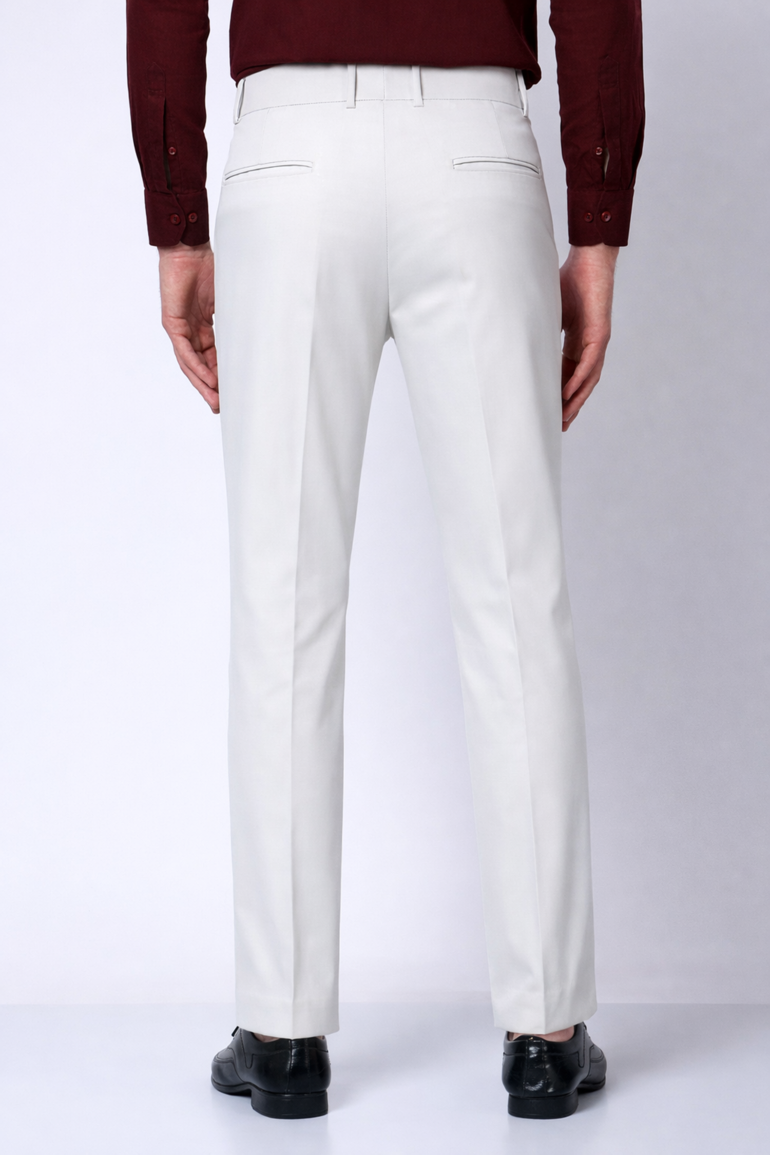 Stylox Men’s Slim Fit Pleated Formal Trousers – Premium Office Wear Pants with Side Pockets-White - Stylox