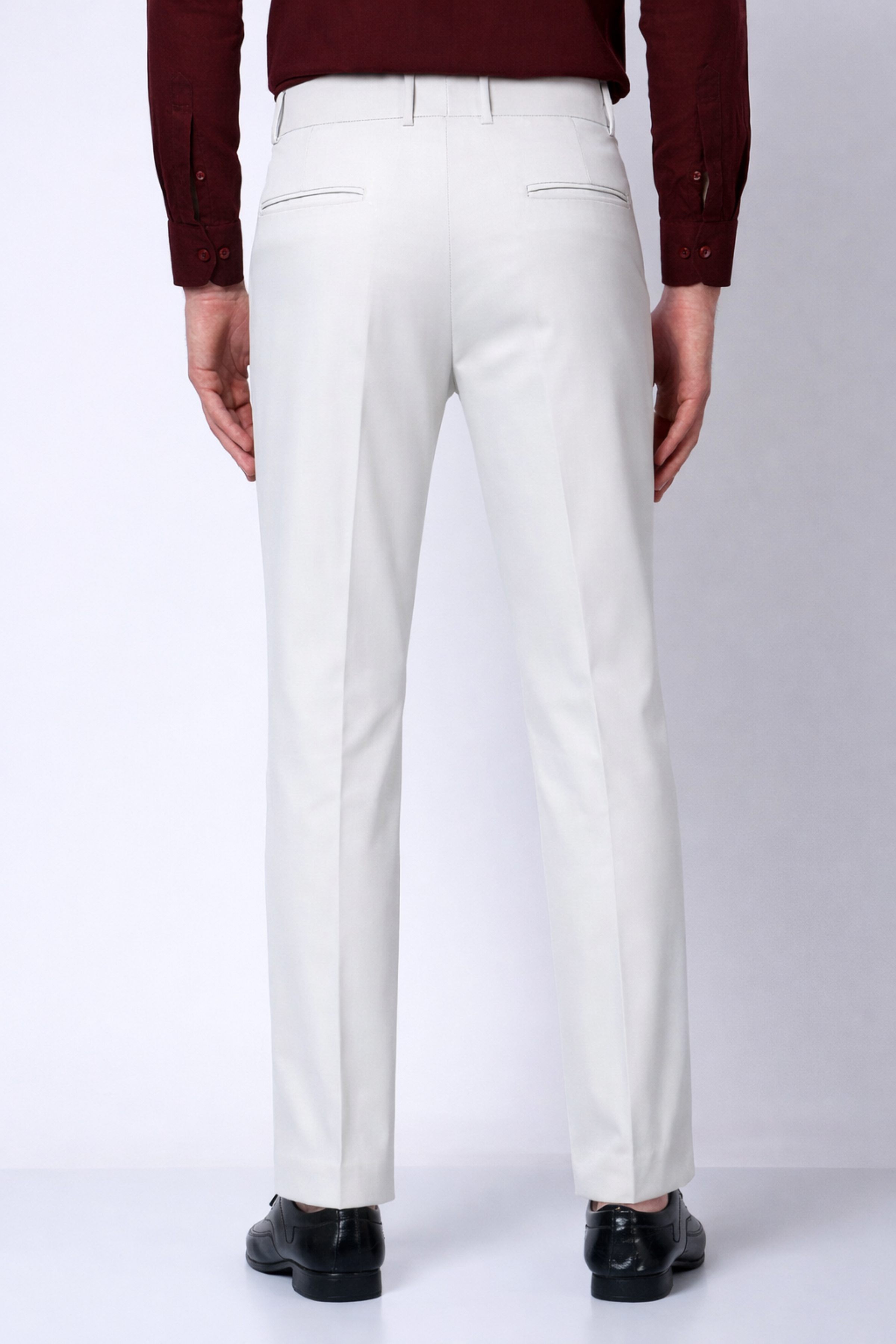Stylox Men’s Slim Fit Pleated Formal Trousers – Premium Office Wear Pants with Side Pockets-White - Stylox