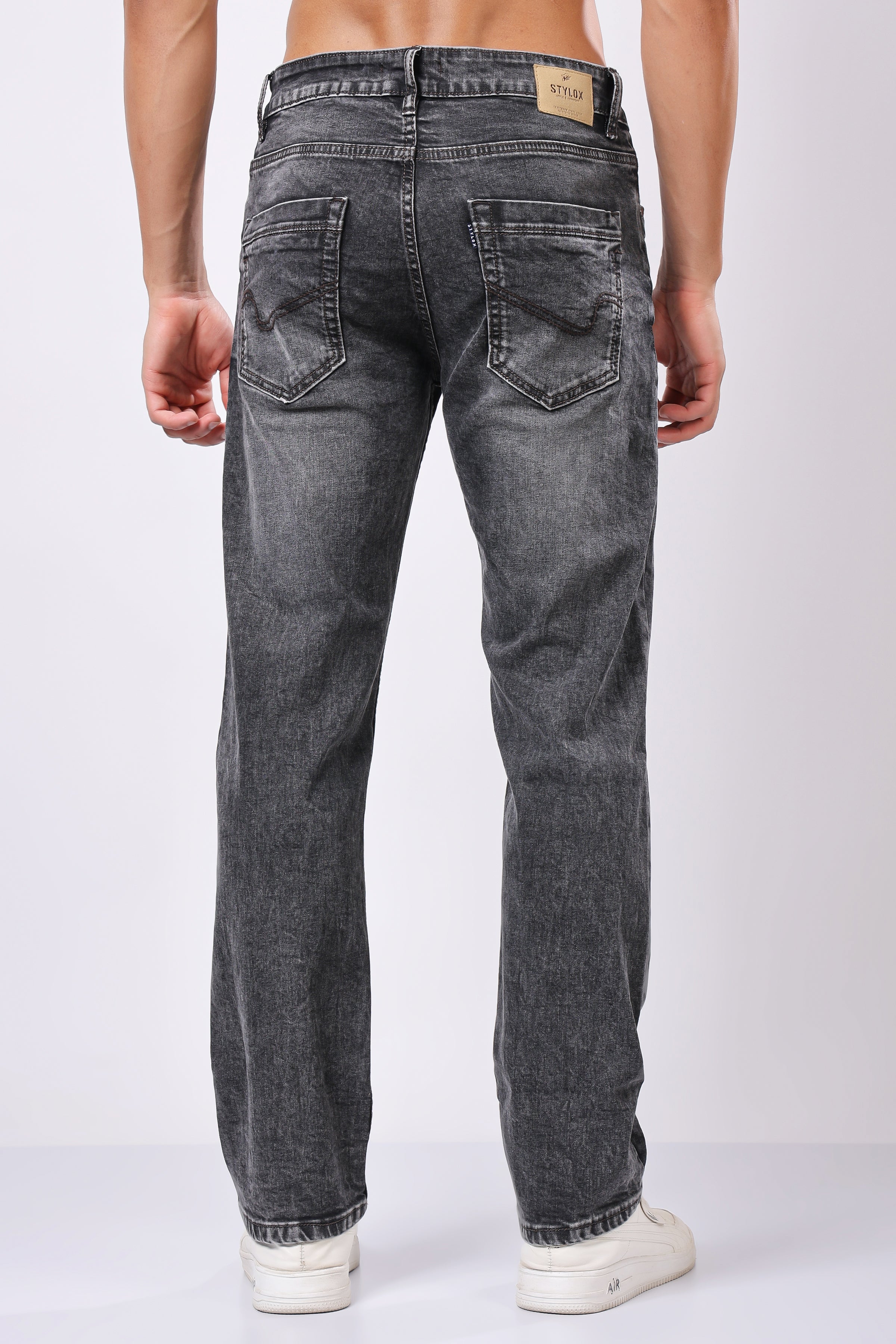 Stylox Men’s Comfort Fit Denim Jeans - Grey, Dark Grey, Mid Grey