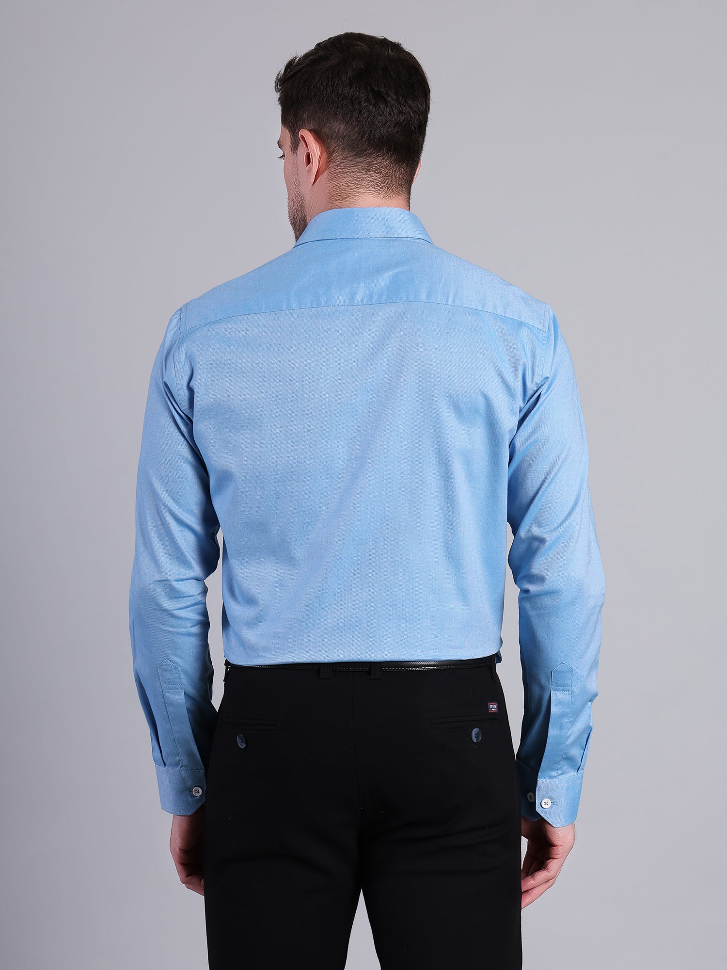 Stylox Men’s Regular Fit Blue Solid Full Sleeve Casual Shirt - Stylox