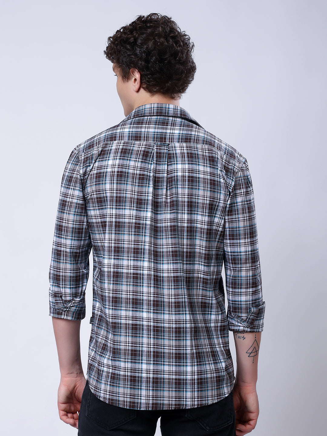 Stylox Men’s Regular Fit Full Sleeve Casual Check Shirt–Grey & Brown - Stylox