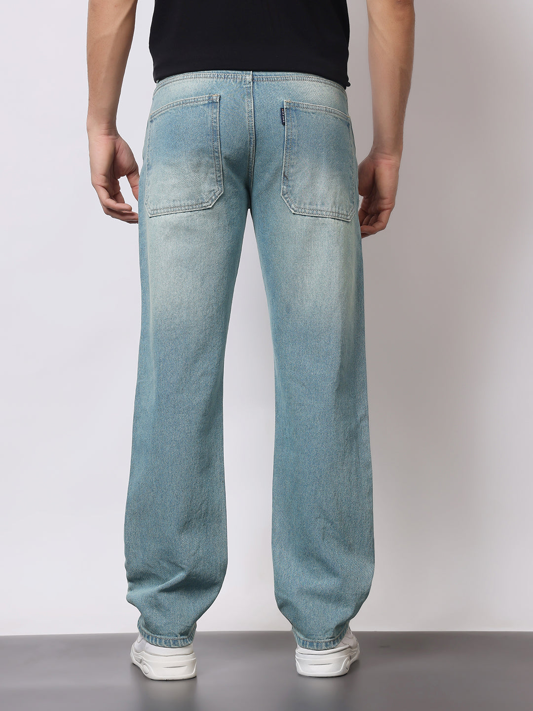 Stylox Men’s Relaxed Fit Dusty Blue Washed Jeans | Soft Light Blue Straight Fit Denim for Casual & Everyday Wear - Stylox