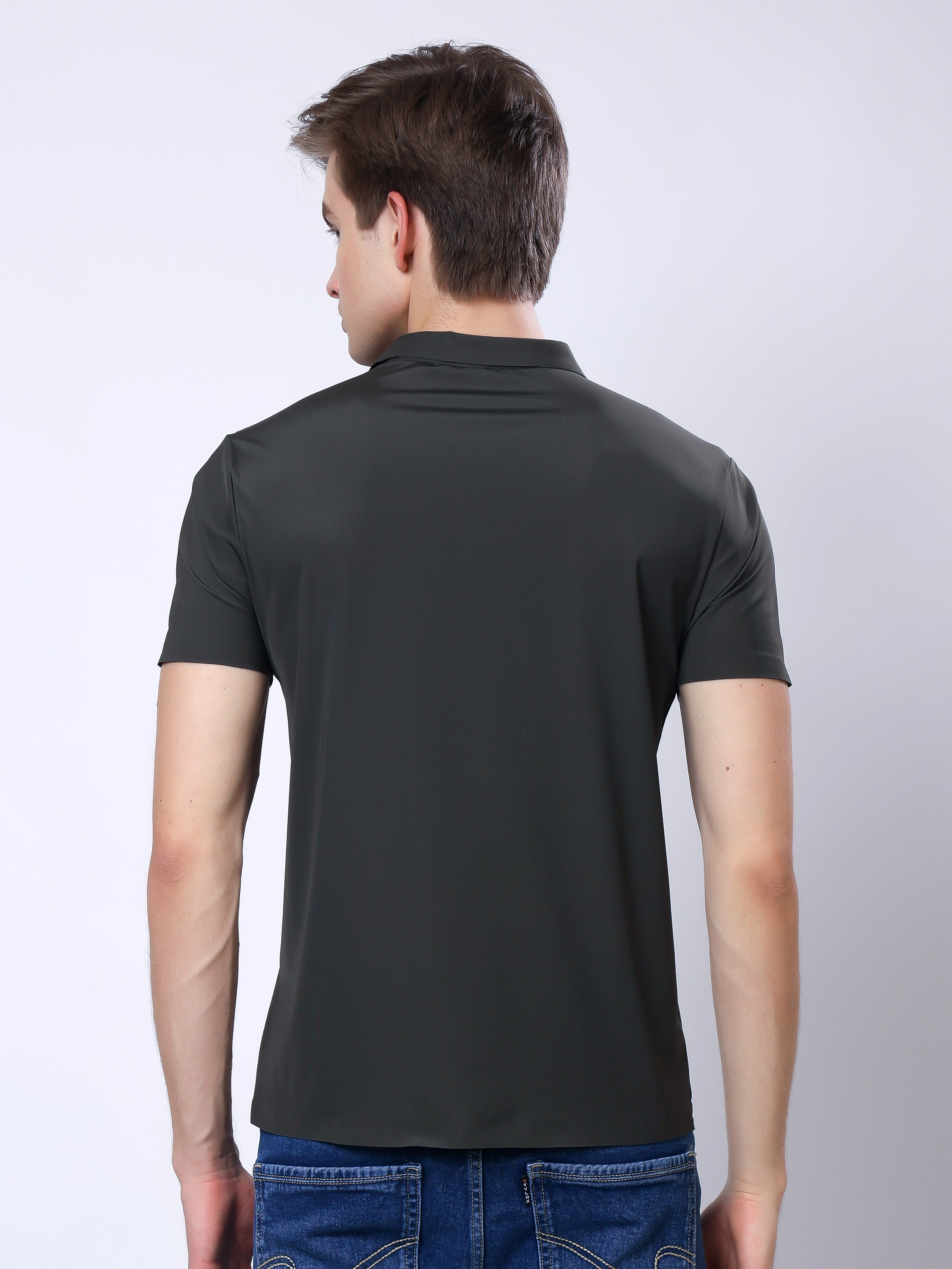 Stylox Men’s Premium Regular Fit Stretchable Polo T-Shirt–Dark Grey - Stylox
