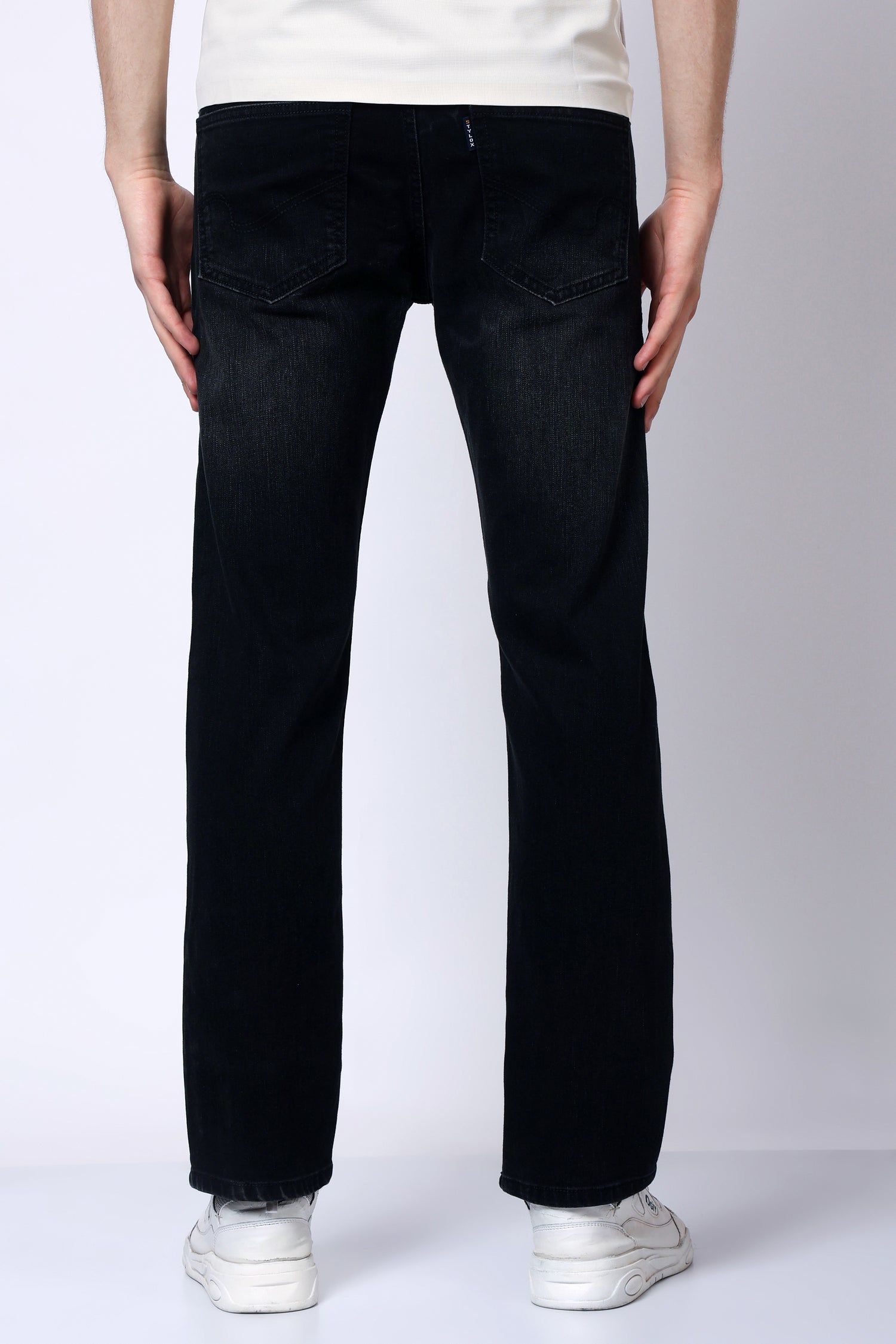 Stylox Men’s Mid-Rise Comfort Fit Stretchable Dark Grey Denim Jeans - Stylox