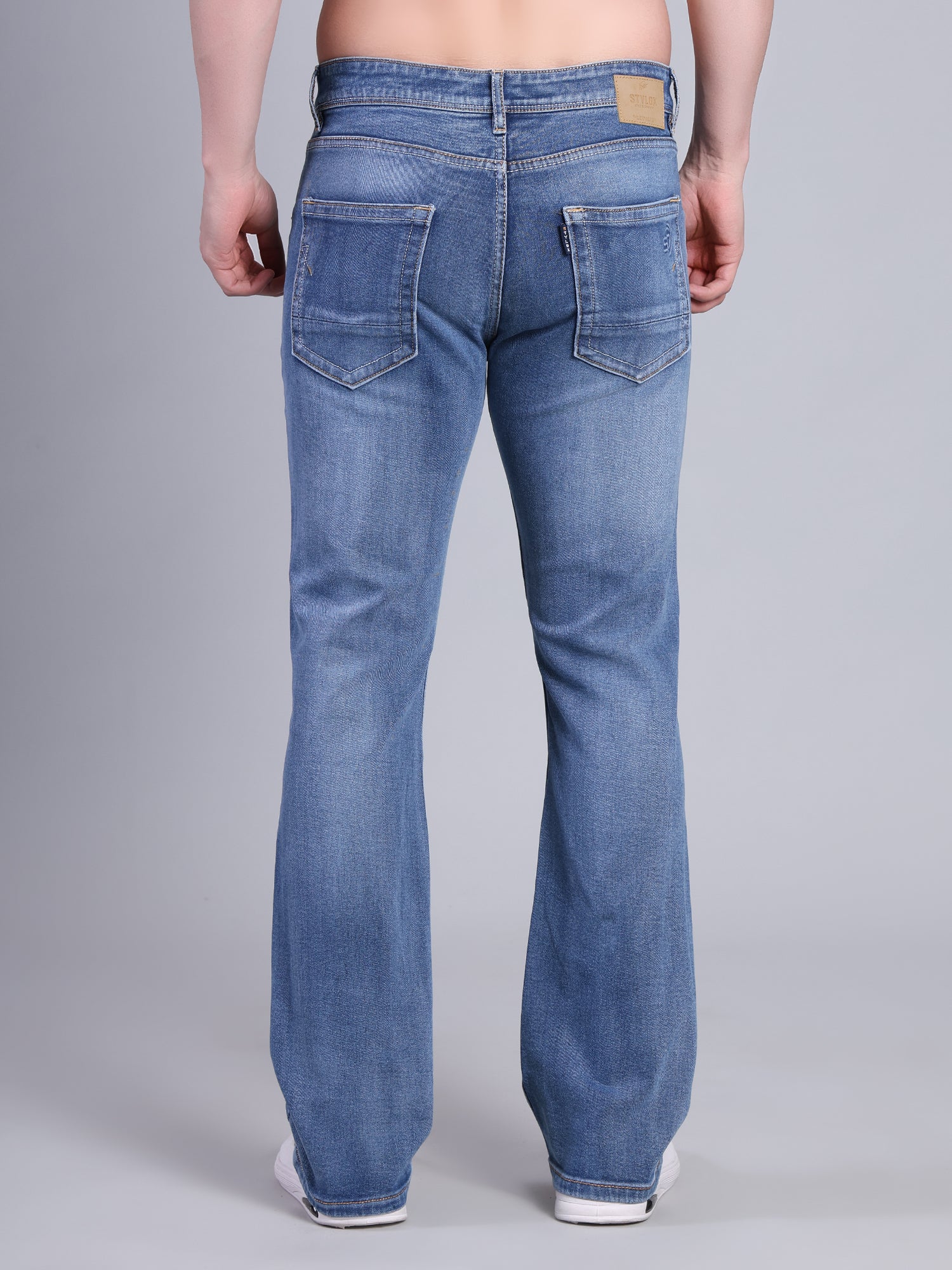 Stylox Men’s Bootcut Fit Non-Stretch Rigid Denim Jeans-Light Blue - Stylox