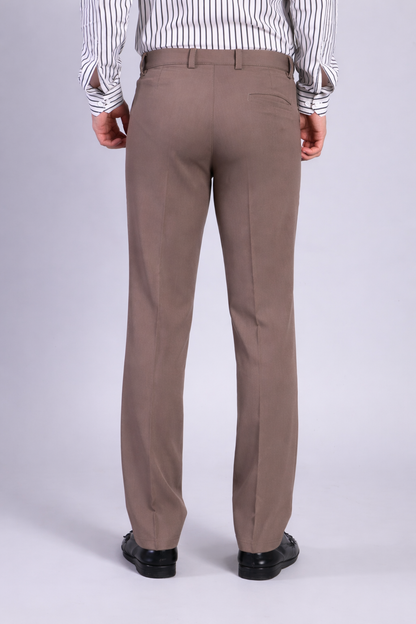 Stylox Men’s Comfort Fit Korean Trousers – Premium Office Wear Pants-Dark Beige - Stylox