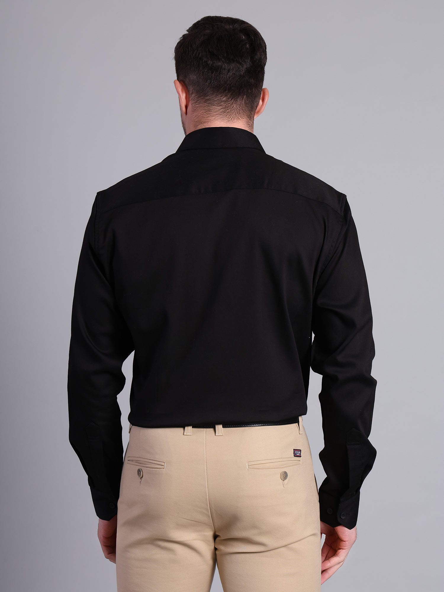 Stylox Men’s Regular Fit Black Solid Full Sleeve Casual Shirt - Stylox