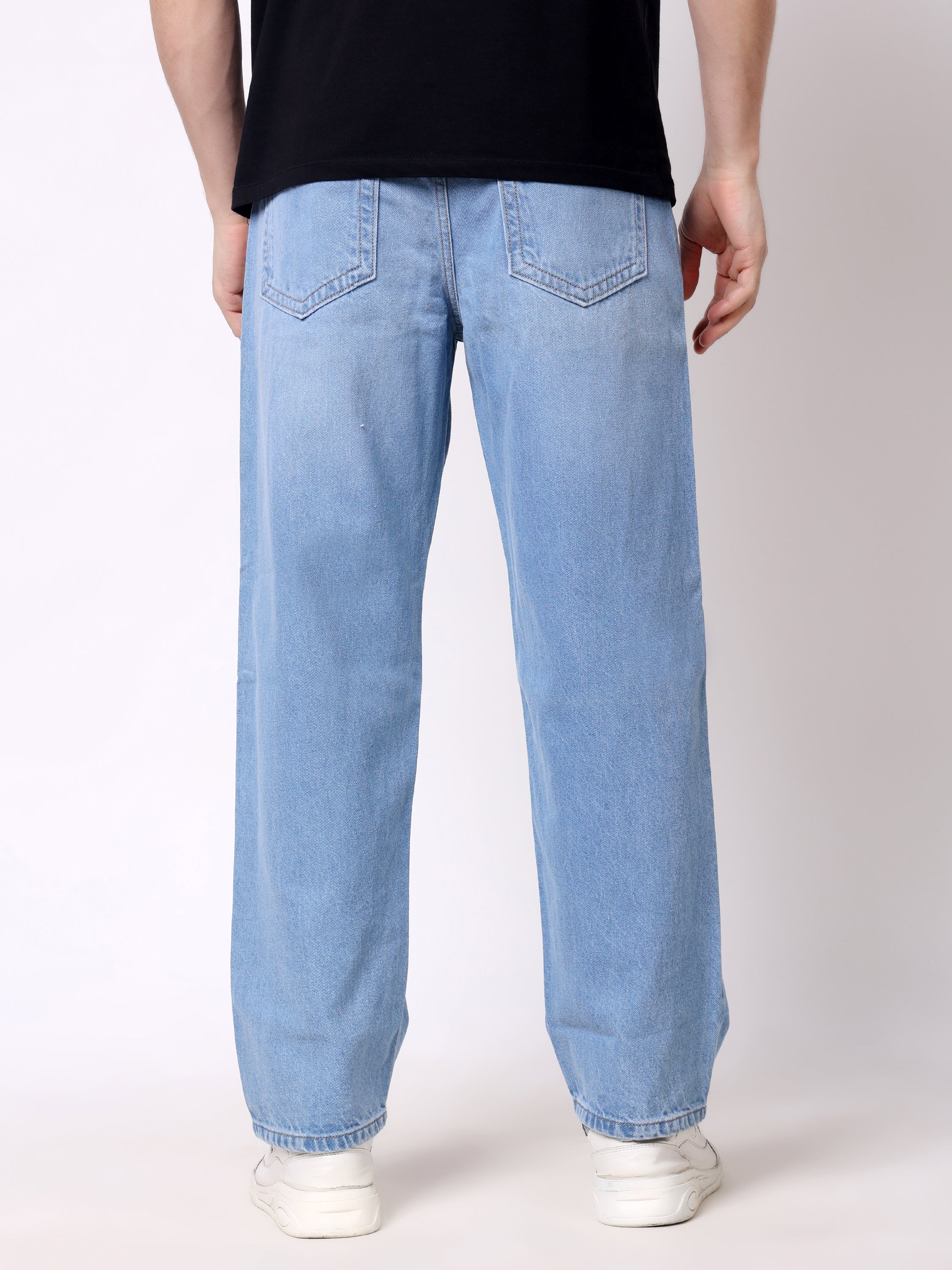 Stylox Men’s Loose Fit Non-Stretch Wide Leg Casual Denim Jeans - Stylox