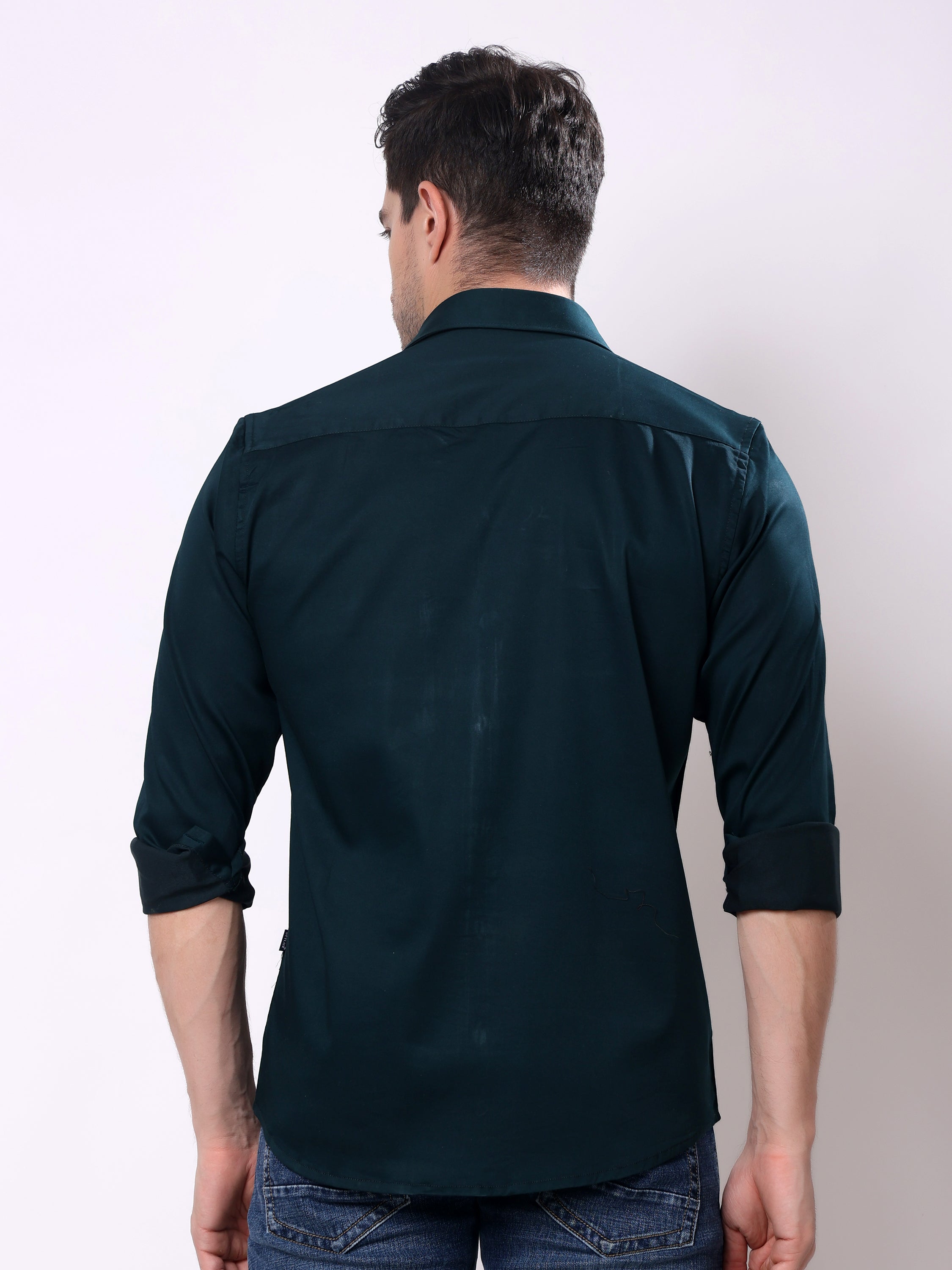 Stylox Men’s Regular Fit Full Sleeve Solid Cotton Satin Casual Shirt - Stylox