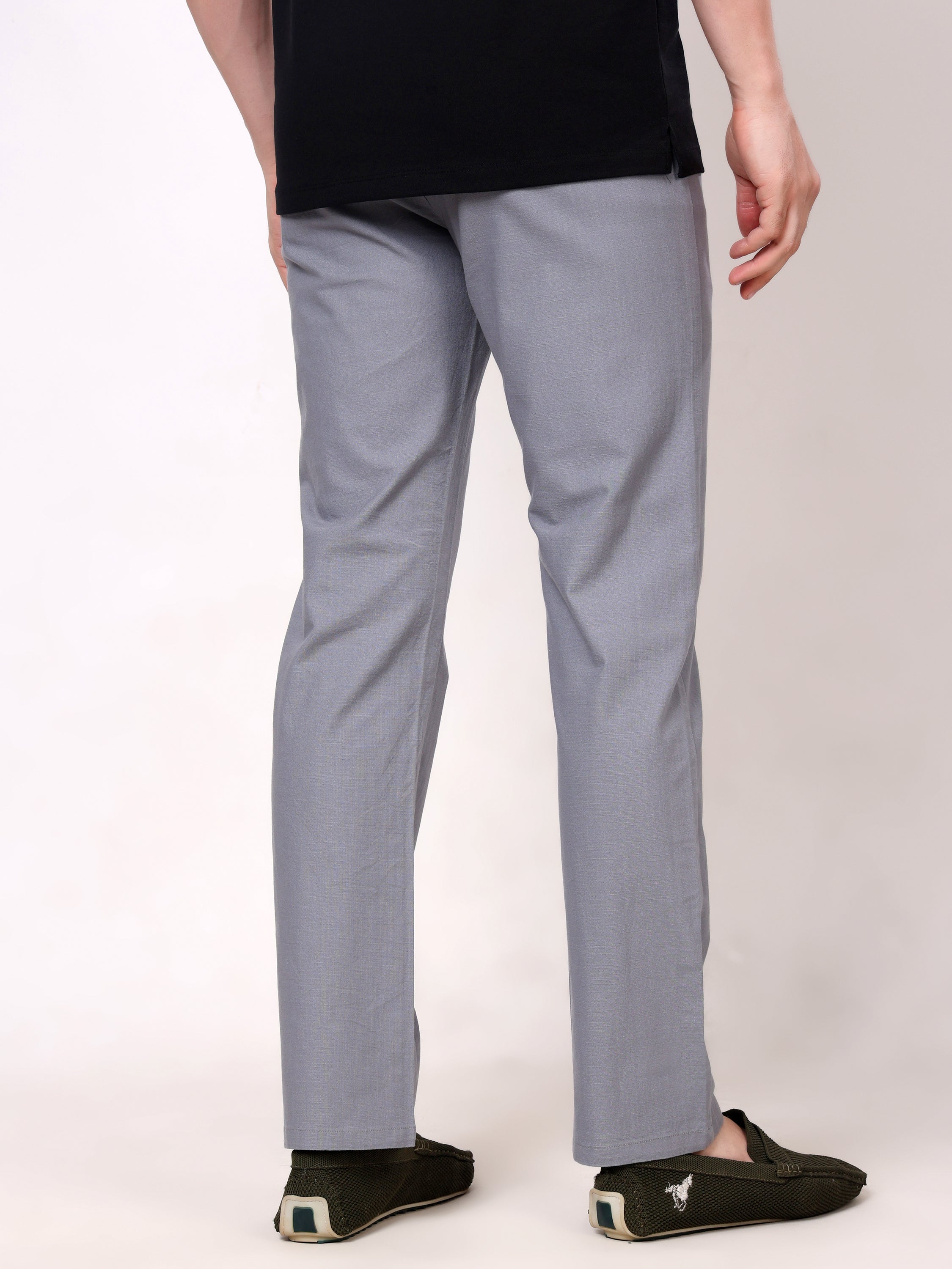Stylox Men's Comfort Fit Non-Stretch Casual Trouser with Elastic Waist
