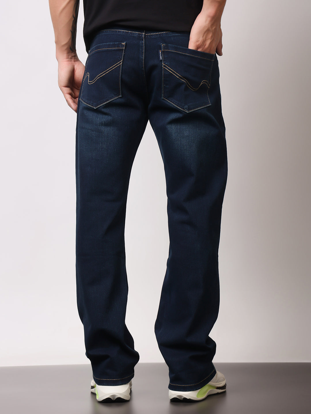 Stylox Men’s Bootcut Fit Stretchable Mid Rise Solid Denim Jeans - Stylox