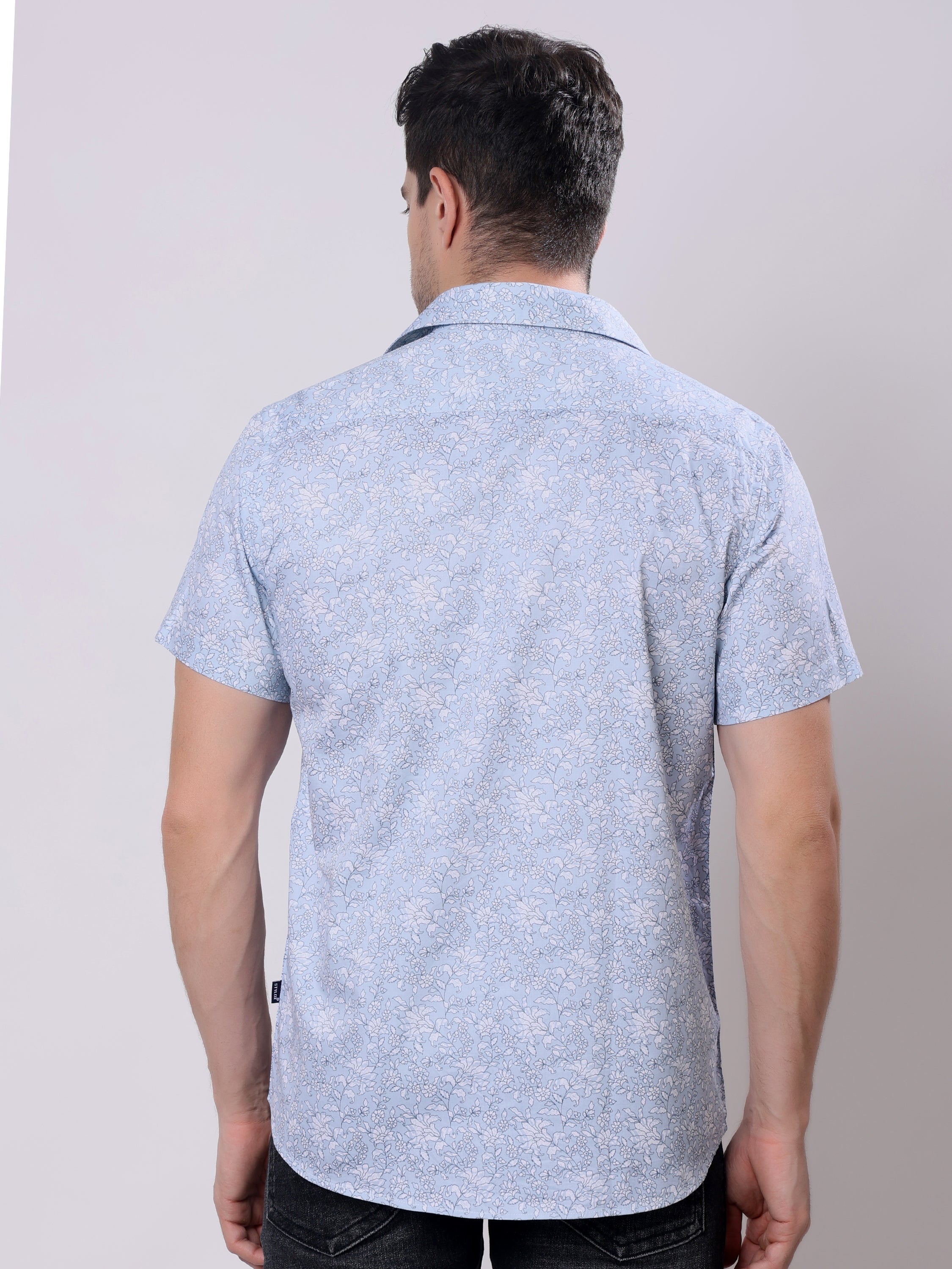 Stylox Men’s Regular Fit Half Sleeve floral print Cotton Summer Casual Shirt - Stylox