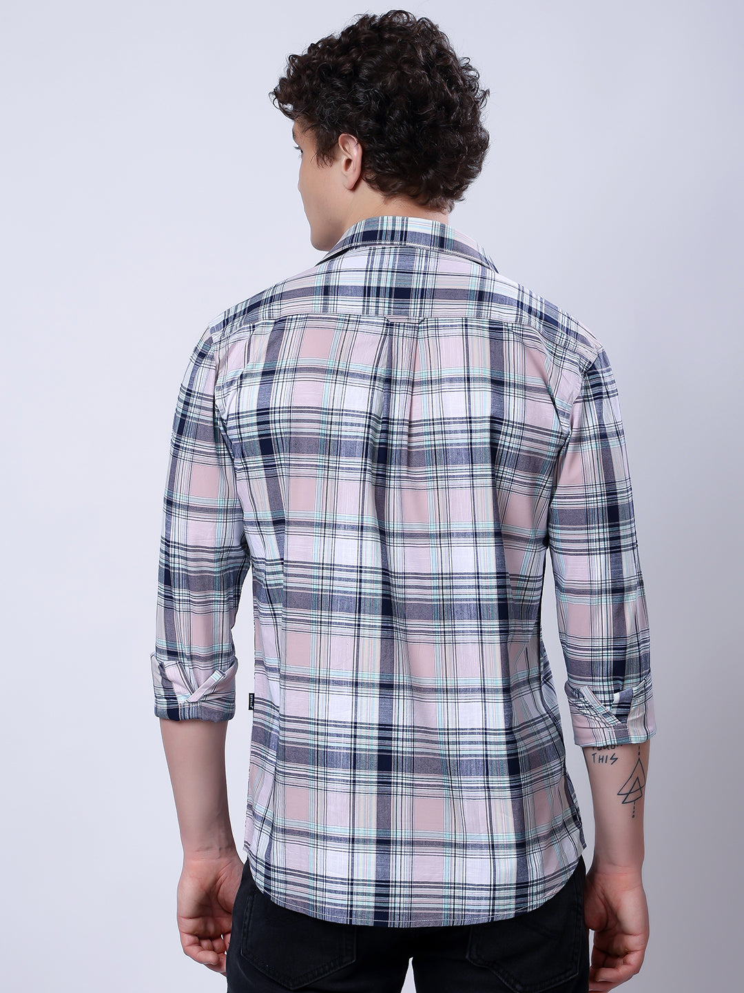 Stylox Men’s Regular Fit Full Sleeve Casual Check Shirt–Coral & Grey - Stylox