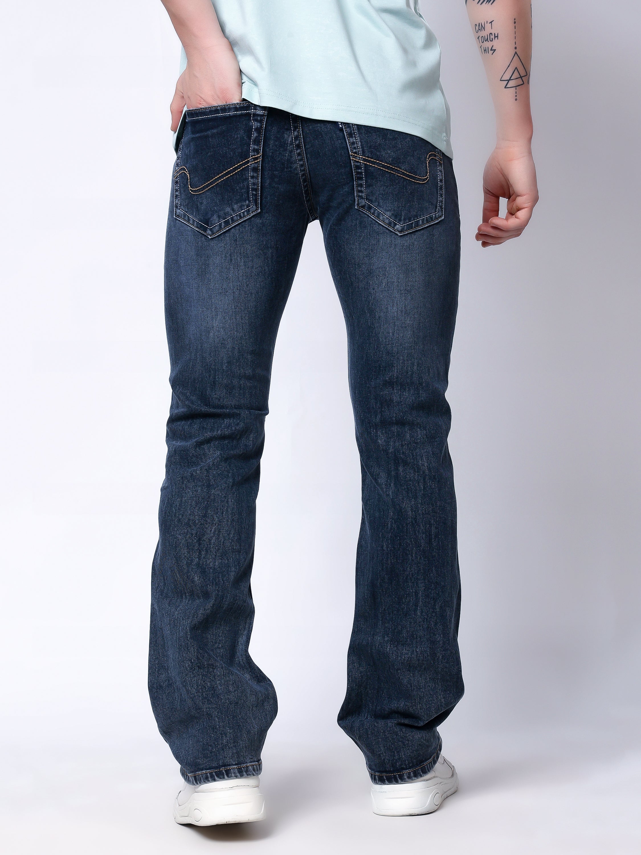 Stylox Men's Bootcut Fit Stretchable Denim Jeans-Grey - Stylox