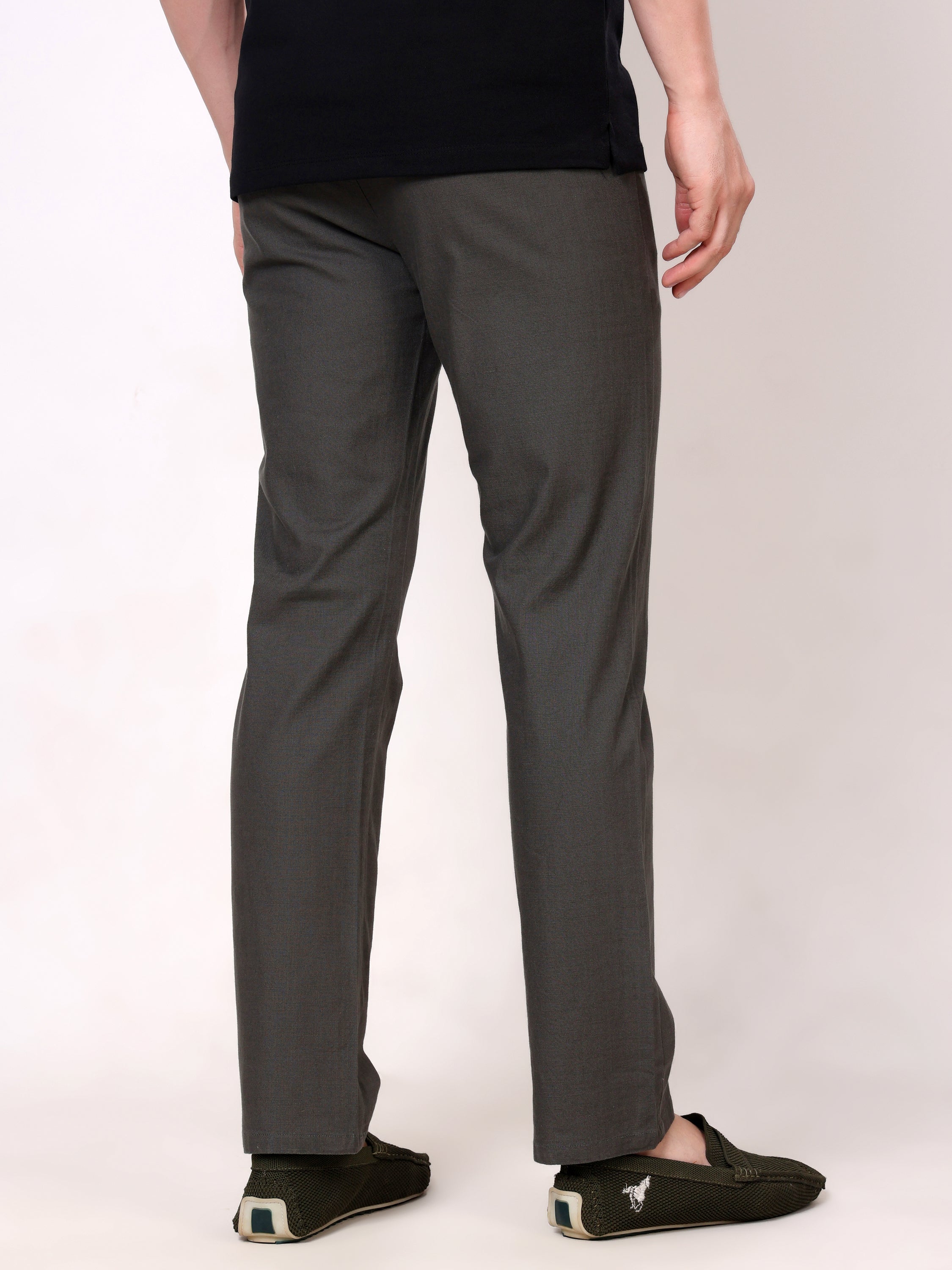 Stylox Men's Comfort Fit Non-Stretch Casual Trouser with Elastic Waist