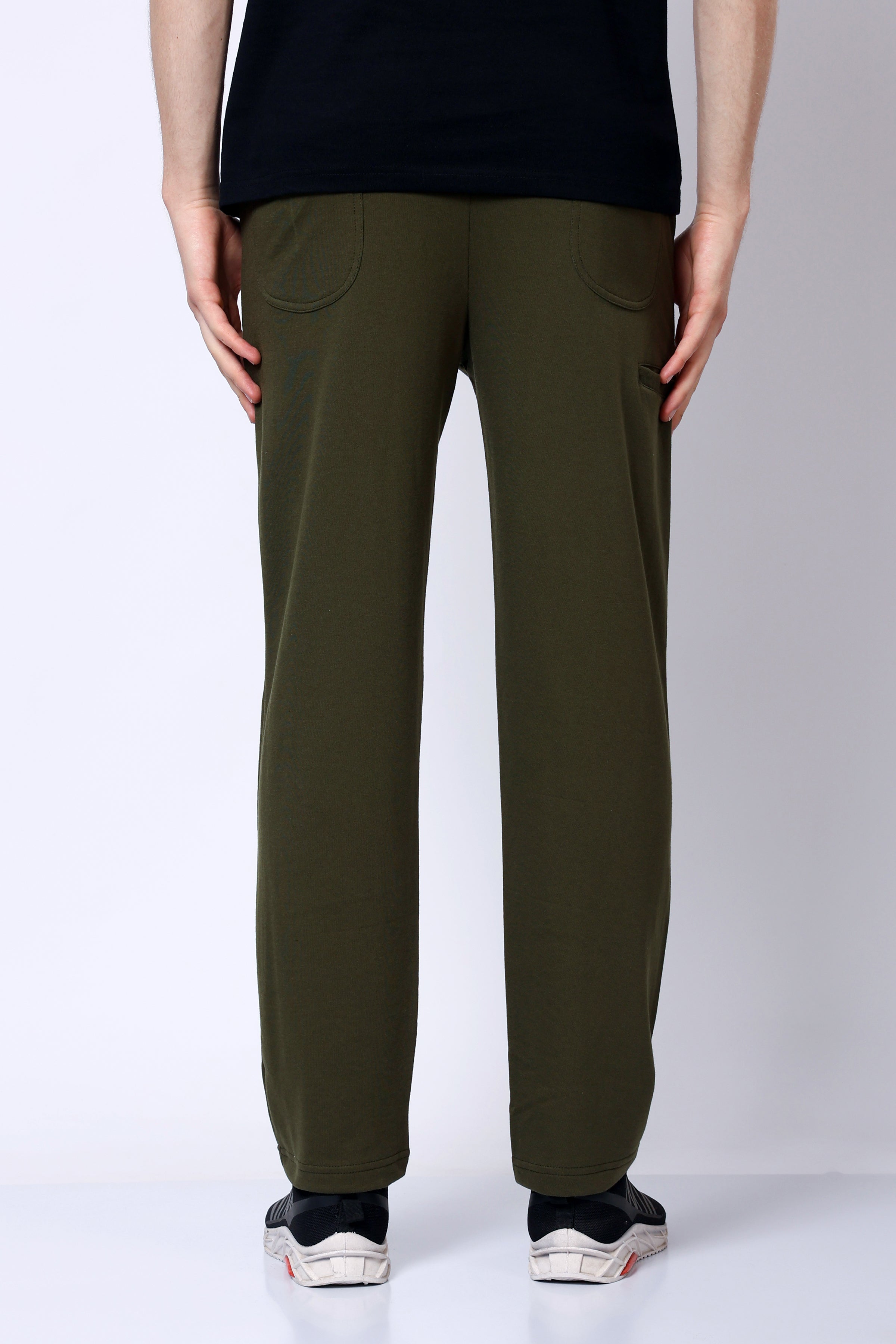 Stylox Men’s Regular Fit Terry Fabric Trackpant with Drawstring Waist-Olive - Stylox