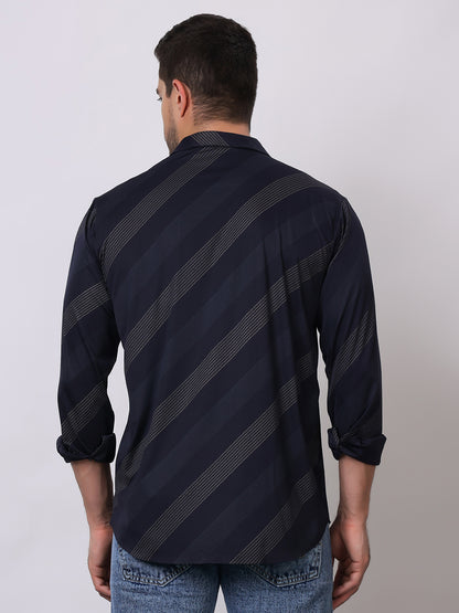 Stylox Premium Full Sleeve Striped Men’s Shirt | Stylish Slim Fit Casual &amp; Formal Wear