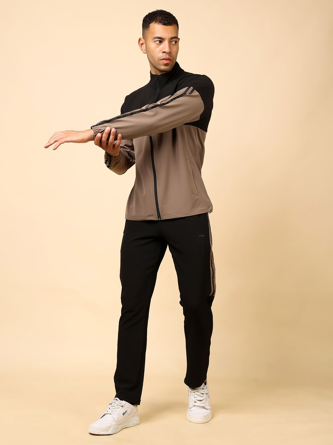 Stylox Men’s Tracksuit – Stylish Full Set for Sports, Gym & Casual Wear (Sand) - Stylox