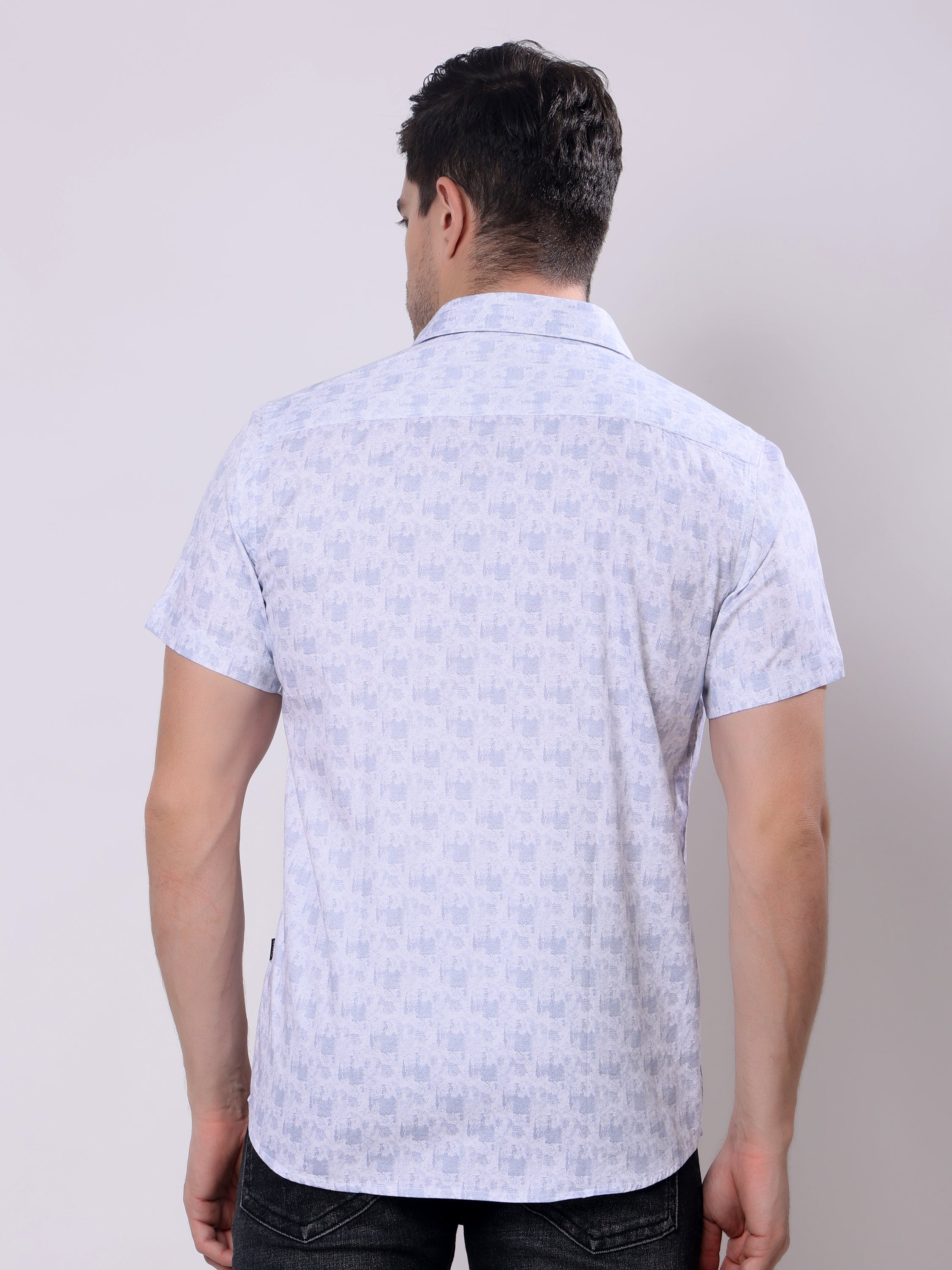 Stylox Men’s Regular Fit Half Sleeve Abstract print Cotton Summer Casual Shirt - Stylox