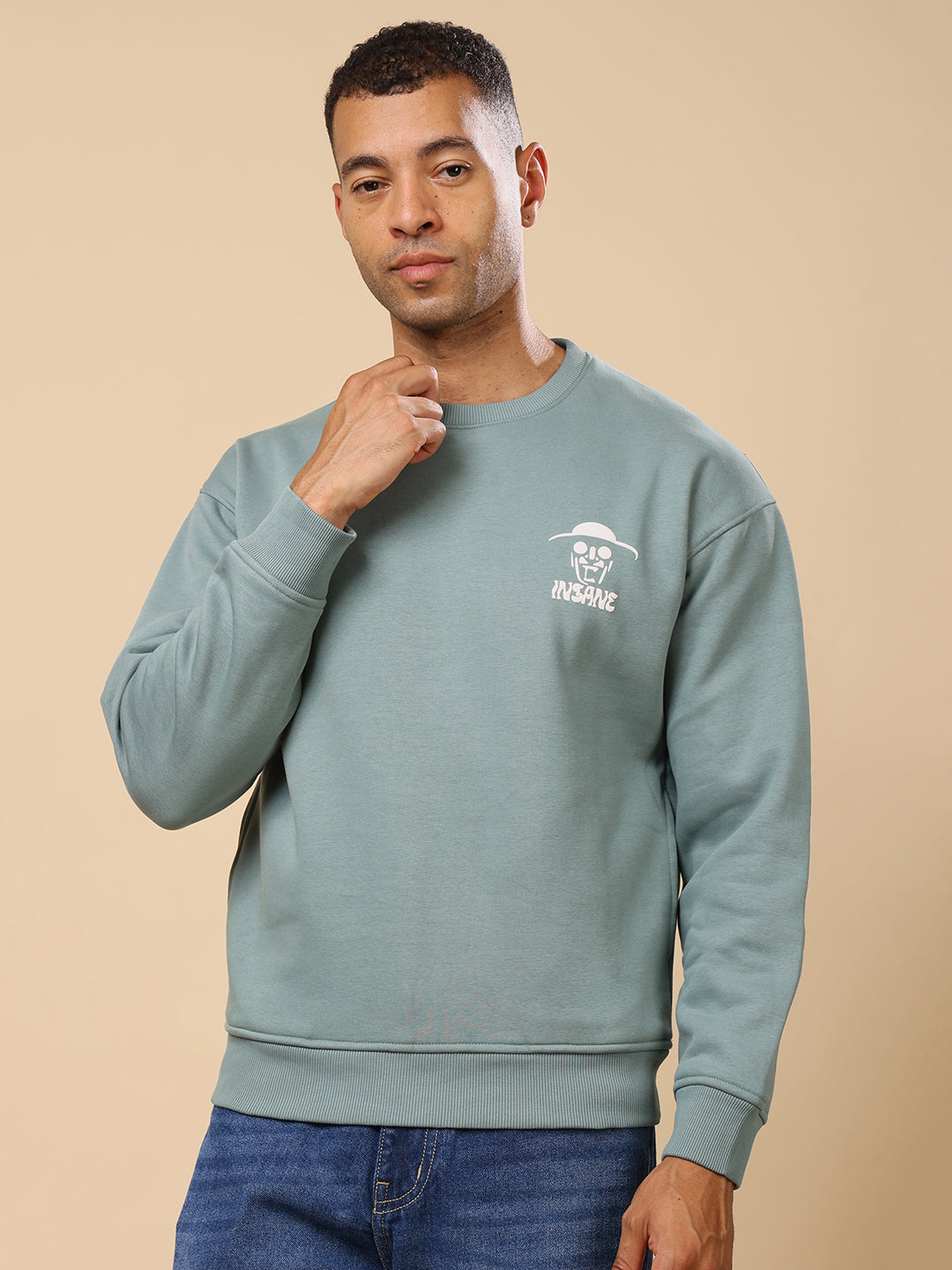 Stylox Men’s Regular Fit Printed Round Neck Sweatshirt – Casual Comfort with Trendy Prints - Stylox