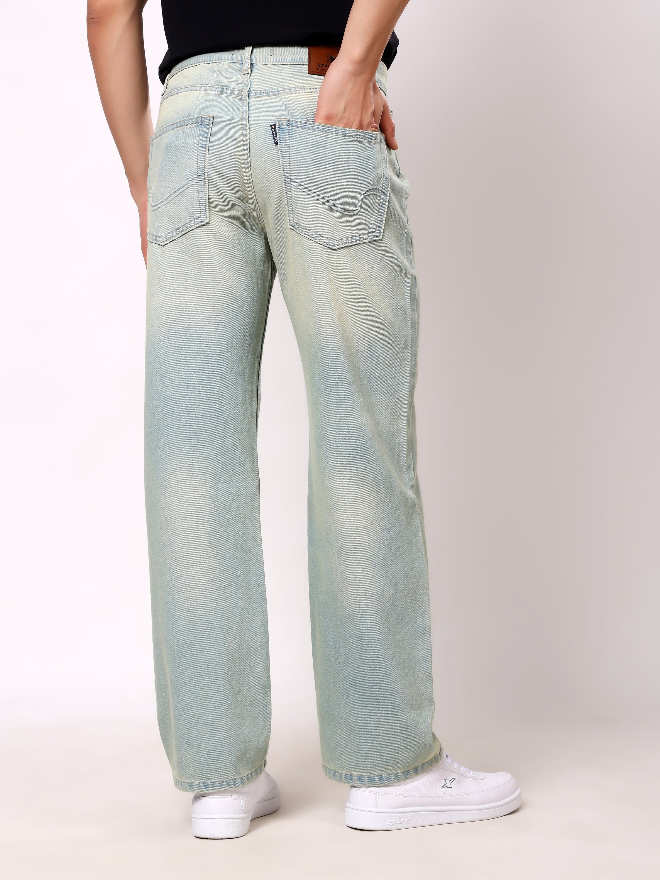 Stylox Baggy Fit Non-Stretch Wide Leg Casual Streetwear Denim Jeans For Men