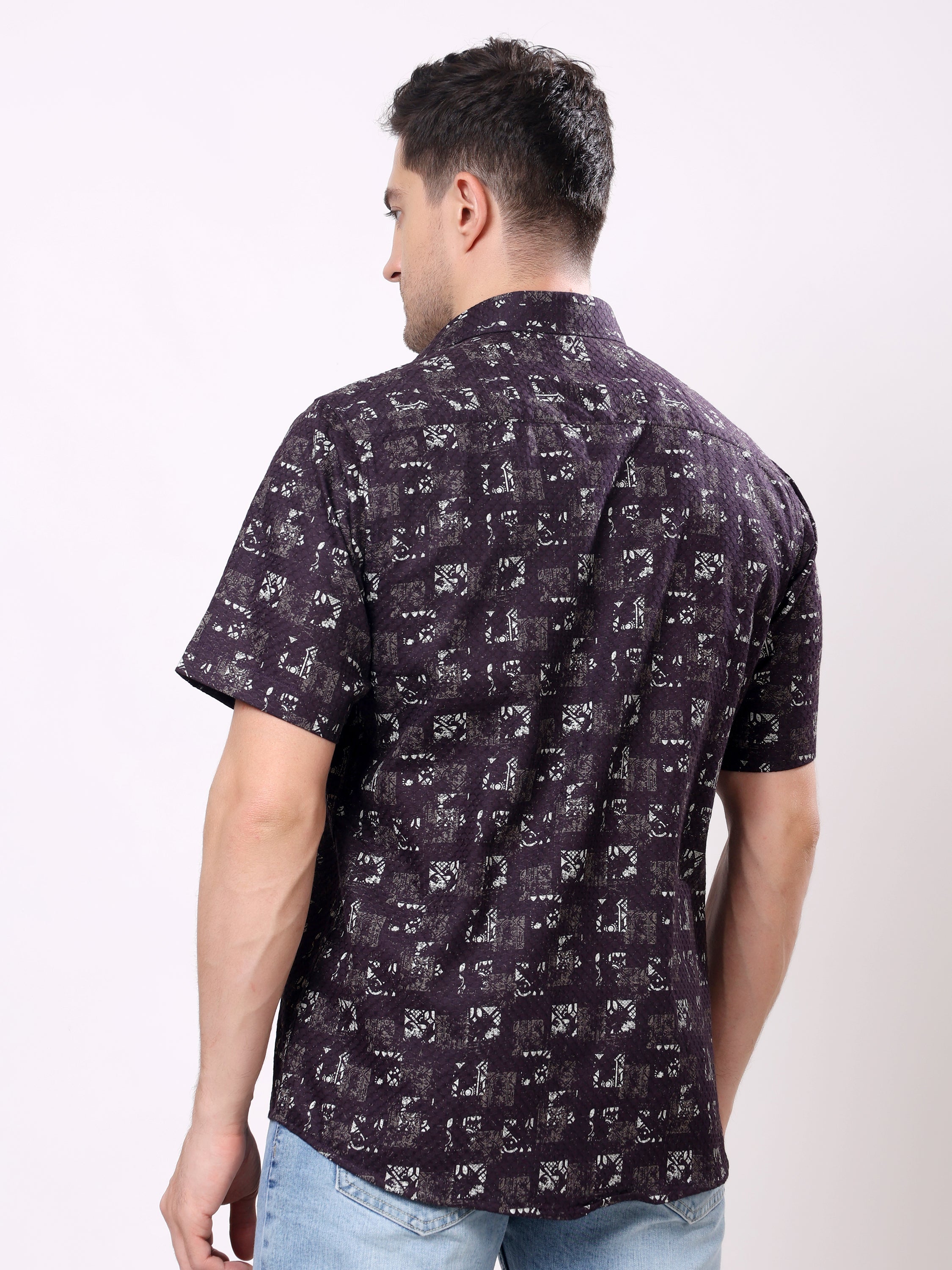 Stylox Men’s Regular Fit Half Sleeve Abstract Printed Casual Stylish Summer Shirt - Stylox