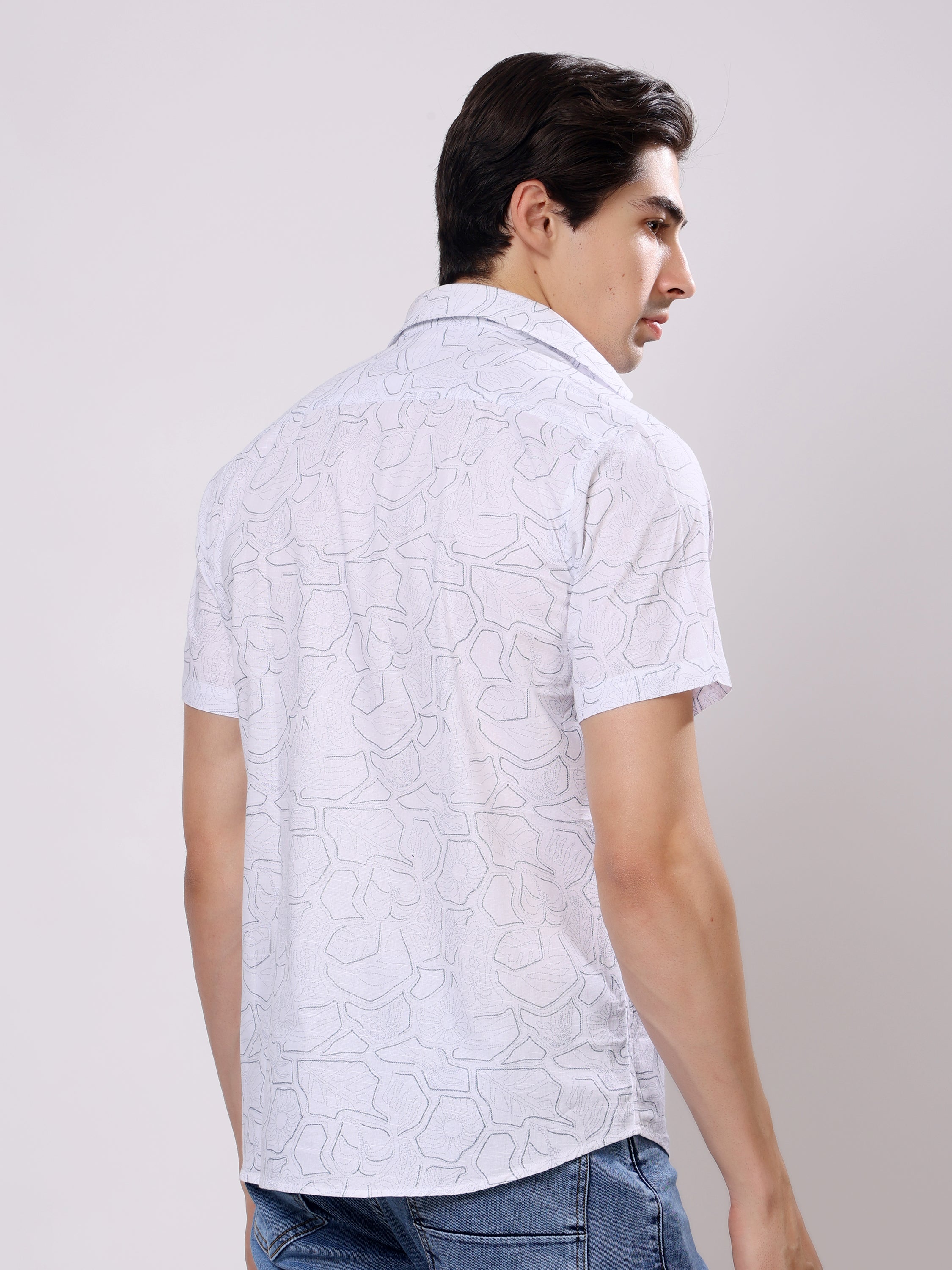 Stylox Men’s Regular Fit Half Sleeve Stylish Abstract Printed Casual Shirt - Stylox