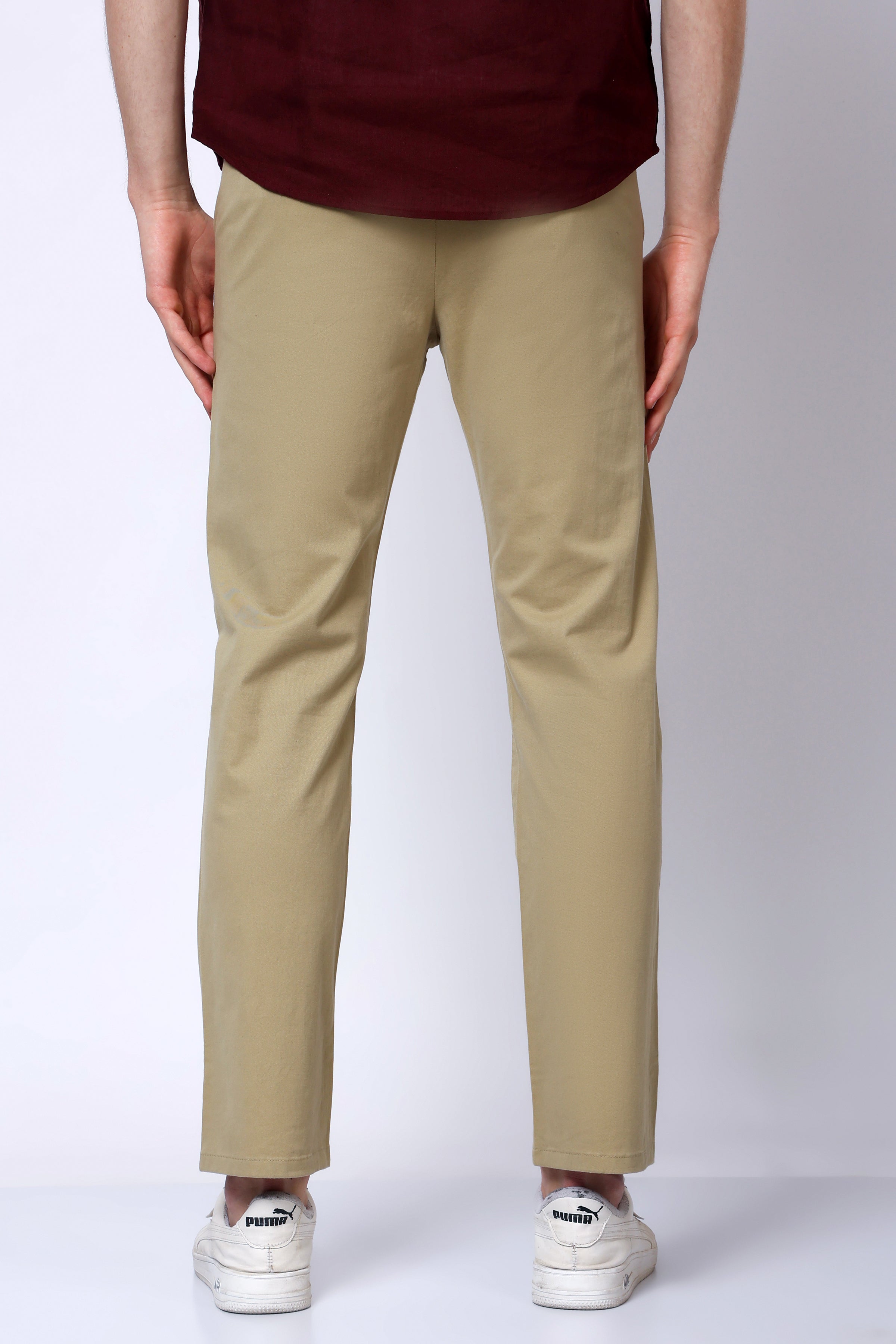 Stylox Men’s Straight Fit Casual Trousers with Comfort-Cream - Stylox