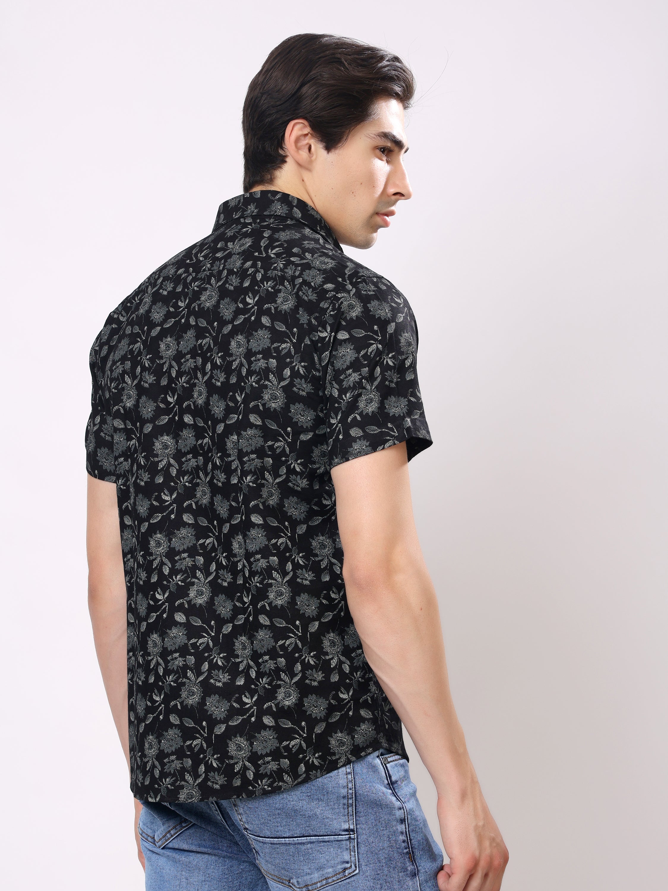 Stylox Men’s Regular Fit Half Sleeve Stylish Floral Printed Casual Summer Shirt - Stylox