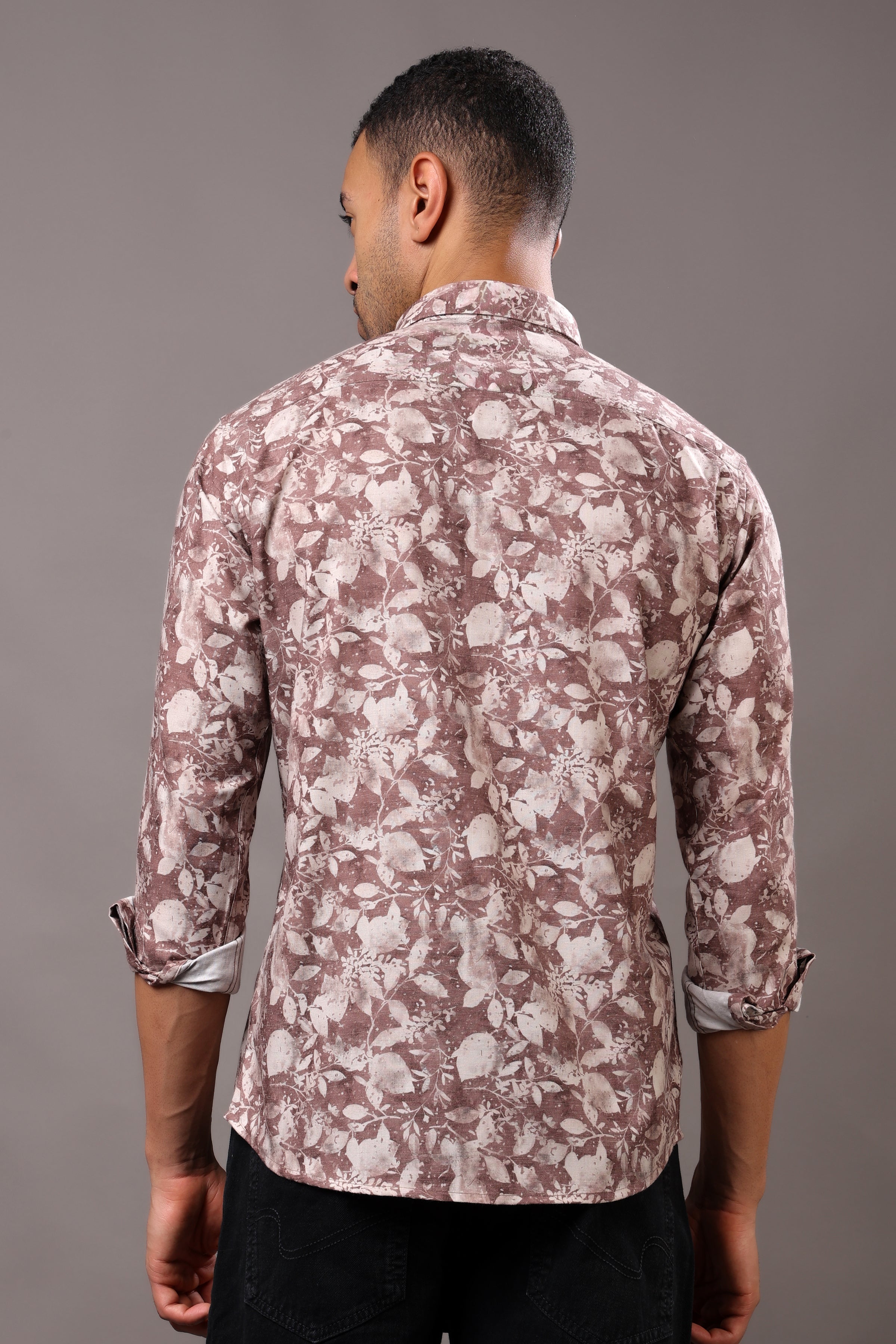 Stylox Men's Full Sleeve Leaf Print Casual Shirt