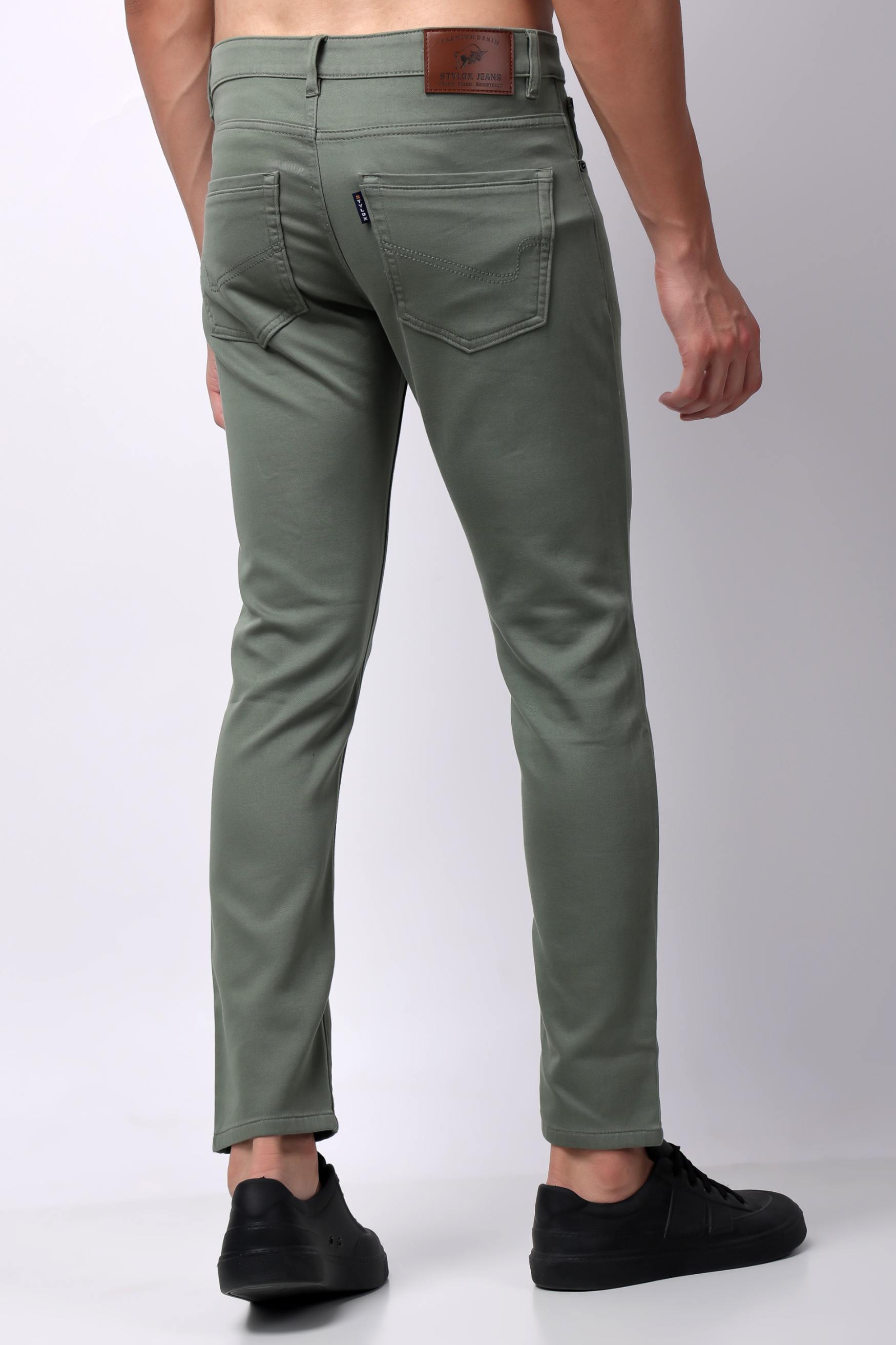 Stylox Men Slim Fit Jeans - Greenish Grey - 5510-10797 - Stylox