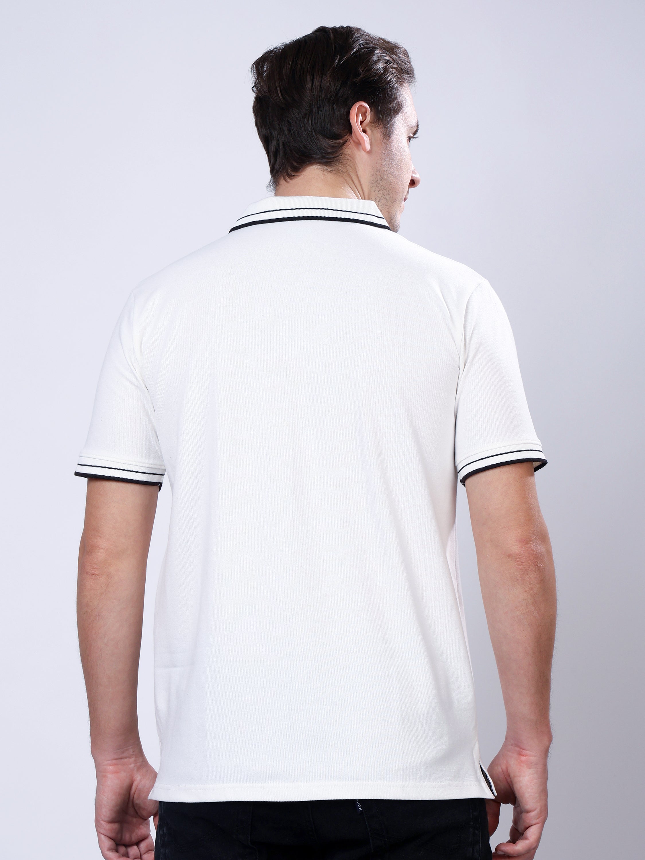 Stylox Men’s Solid Polo T-Shirt with Contrast-Tipped Collar - Stylox
