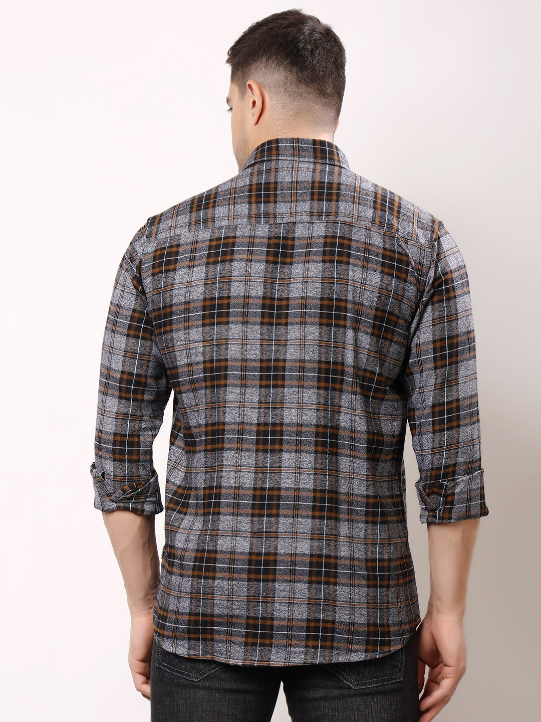 Stylox Men’s Regular Fit Full Sleeve Check Shirt with Double Flap Pockets | Cotton Casual Checkered Shirt