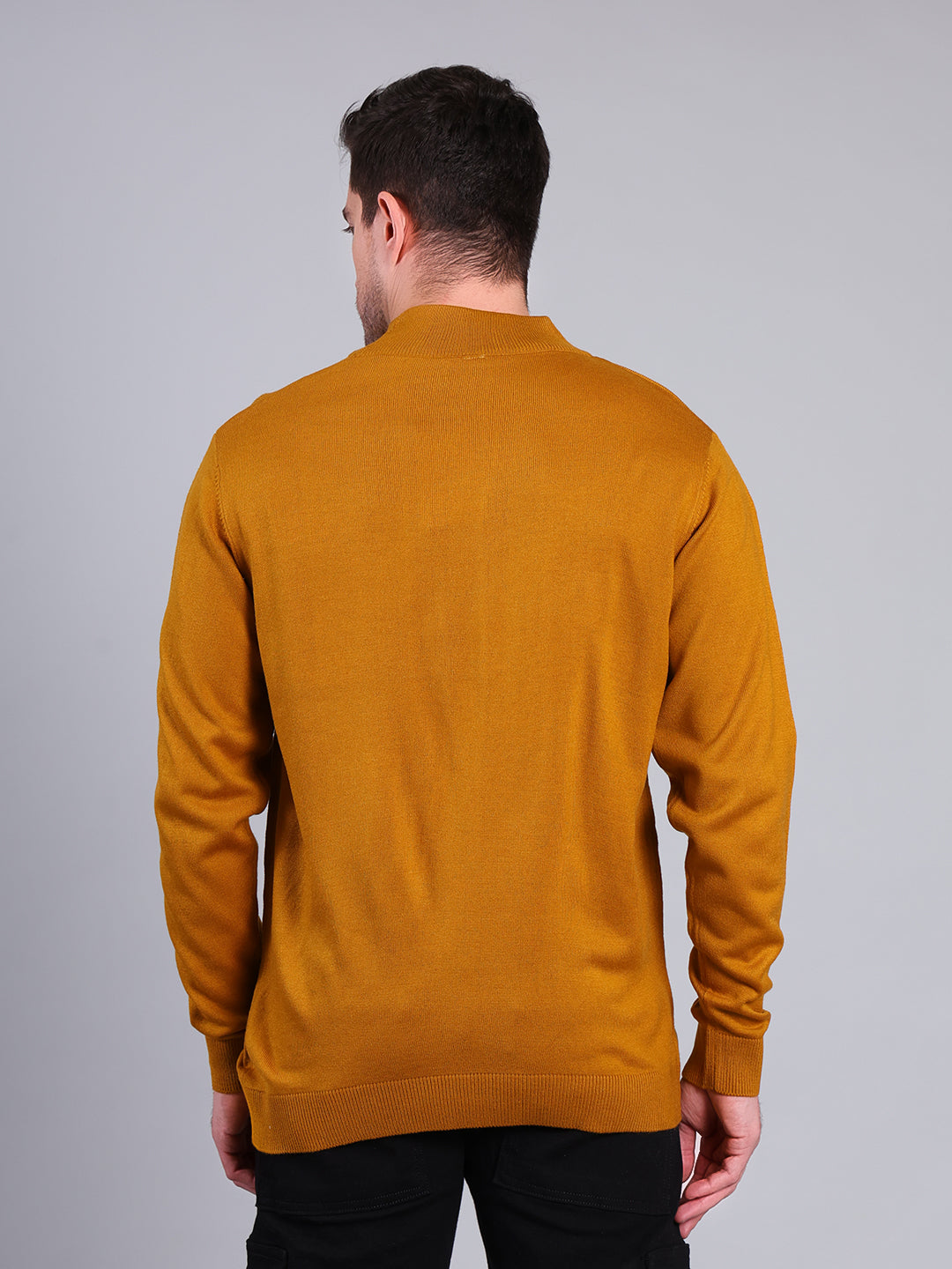 Stylox Men’s Solid Winter Sweater | Soft Knit Full Sleeve Pullover | Classic Casual Wear (Mustard) - Stylox