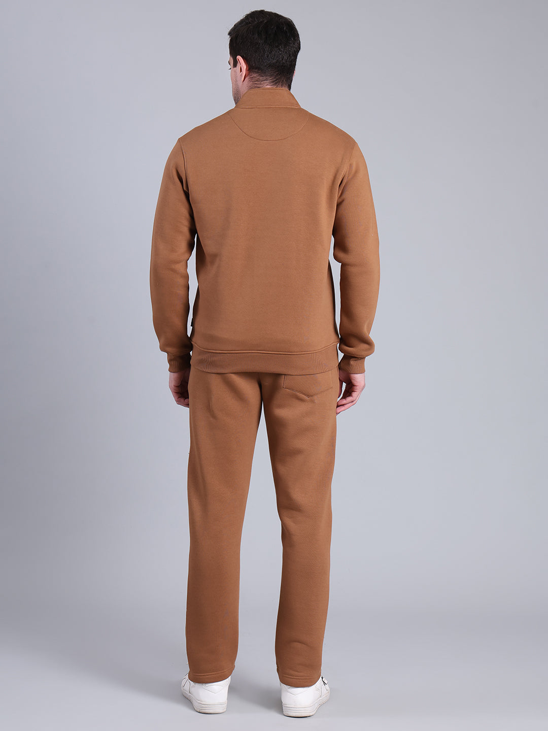 Stylox Men’s Solid Tracksuit Set with Zip-Up Jacket & Joggers – Winter Athleisure Wear (Brown) - Stylox