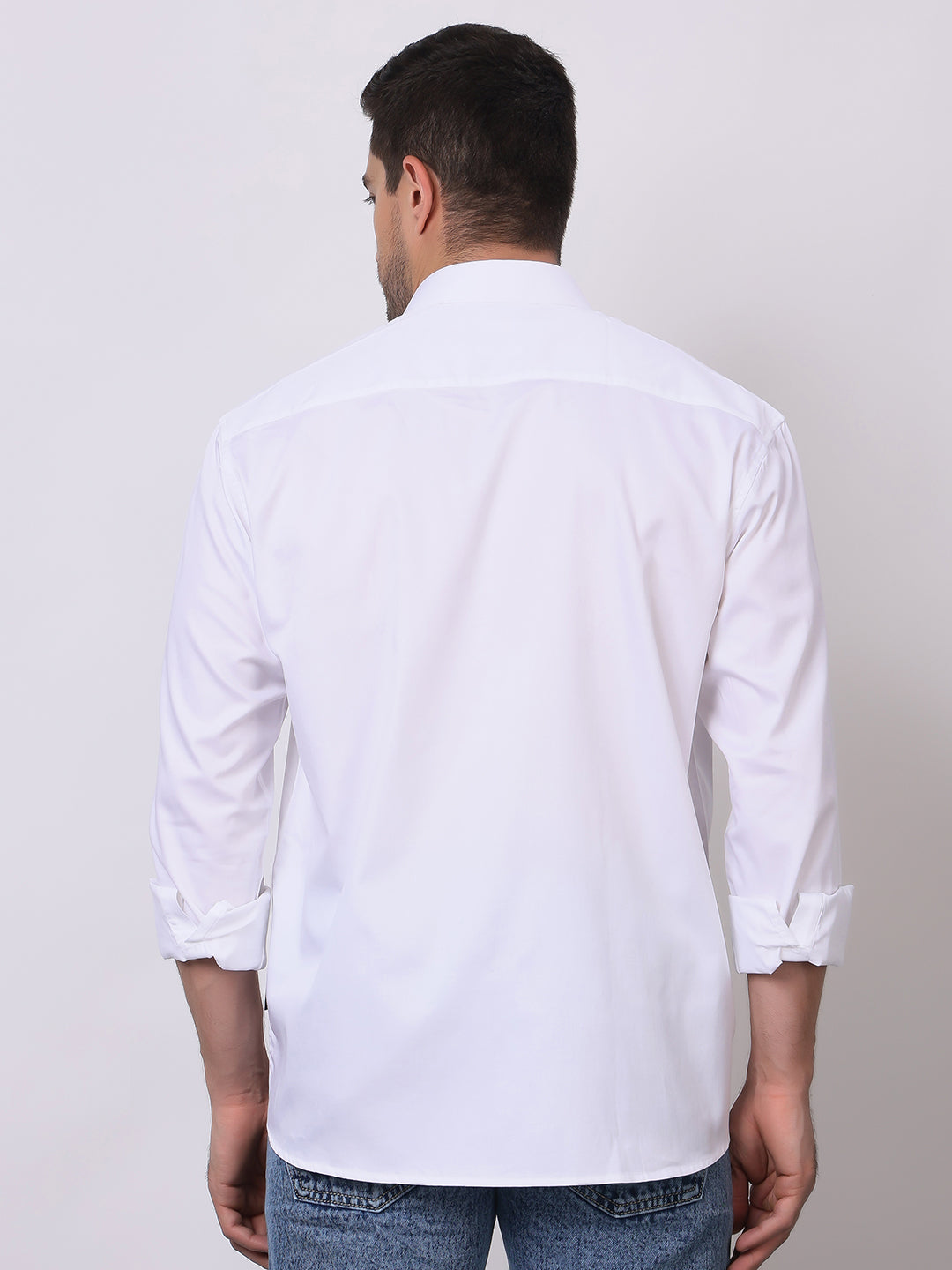 Stylox Men's Full Sleeve Solid White Casual Shirt – Premium Cotton Blend Regular Fit Shirt