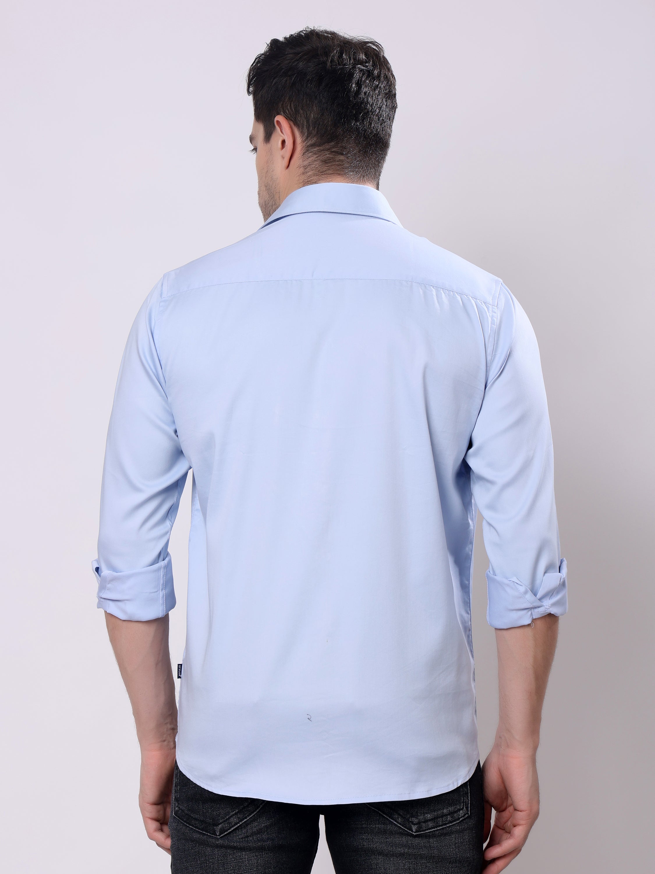 Stylox Men’s Regular Fit Full Sleeve Solid Cotton Satin Casual Shirt - Stylox