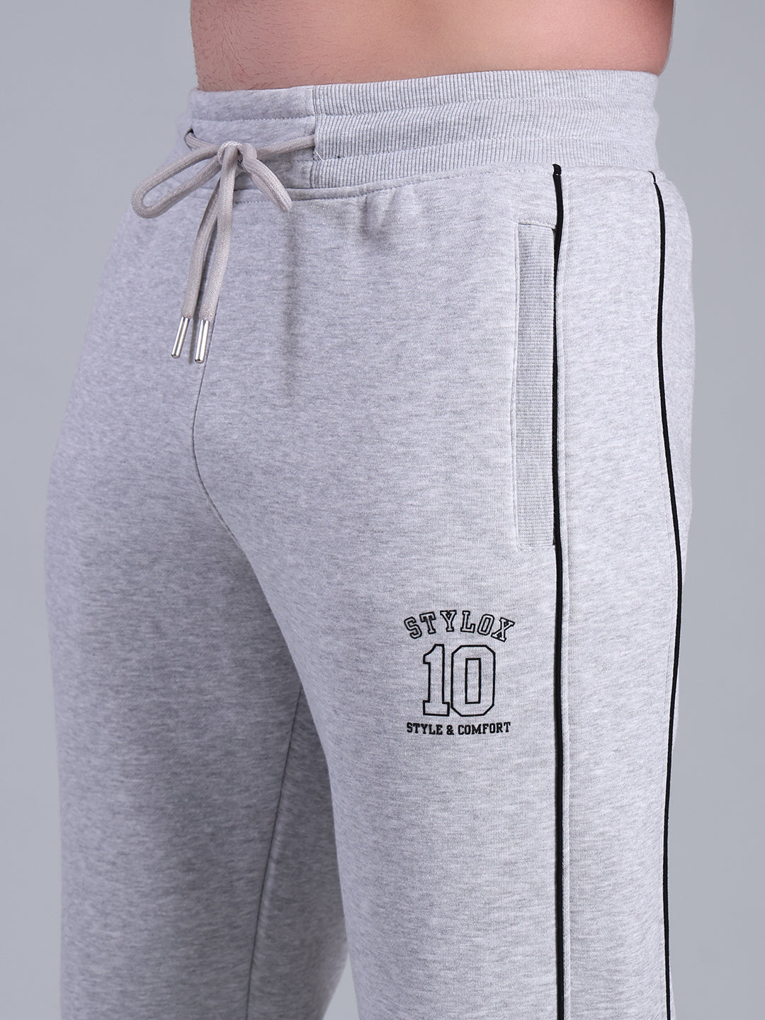 Stylox Men’s Solid Trackpant with Side Piping (Melange) - Stylox