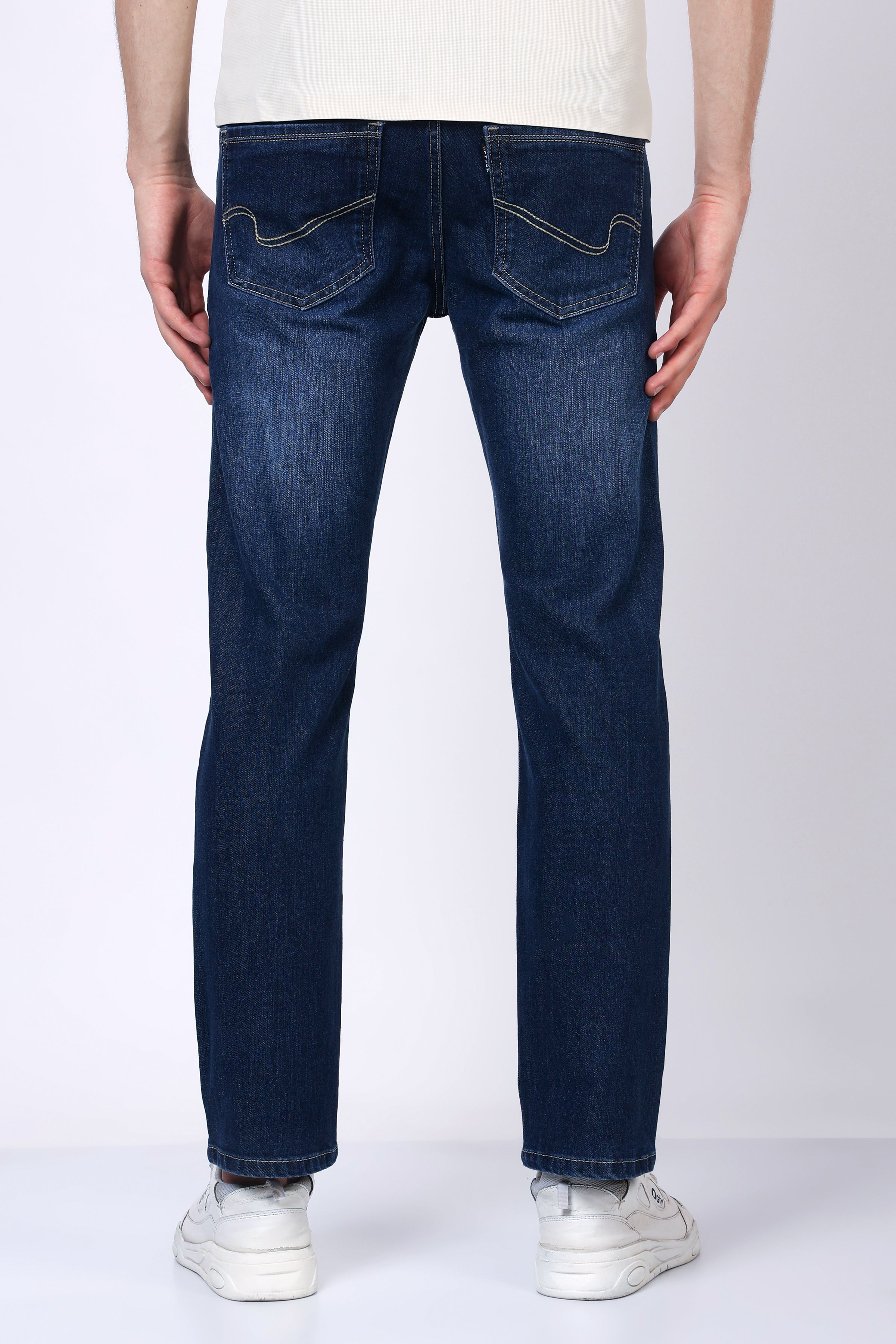 Stylox Men’s Mid-Rise Comfort Fit Stretchable Denim Jeans-Mid Dark Blue - Stylox