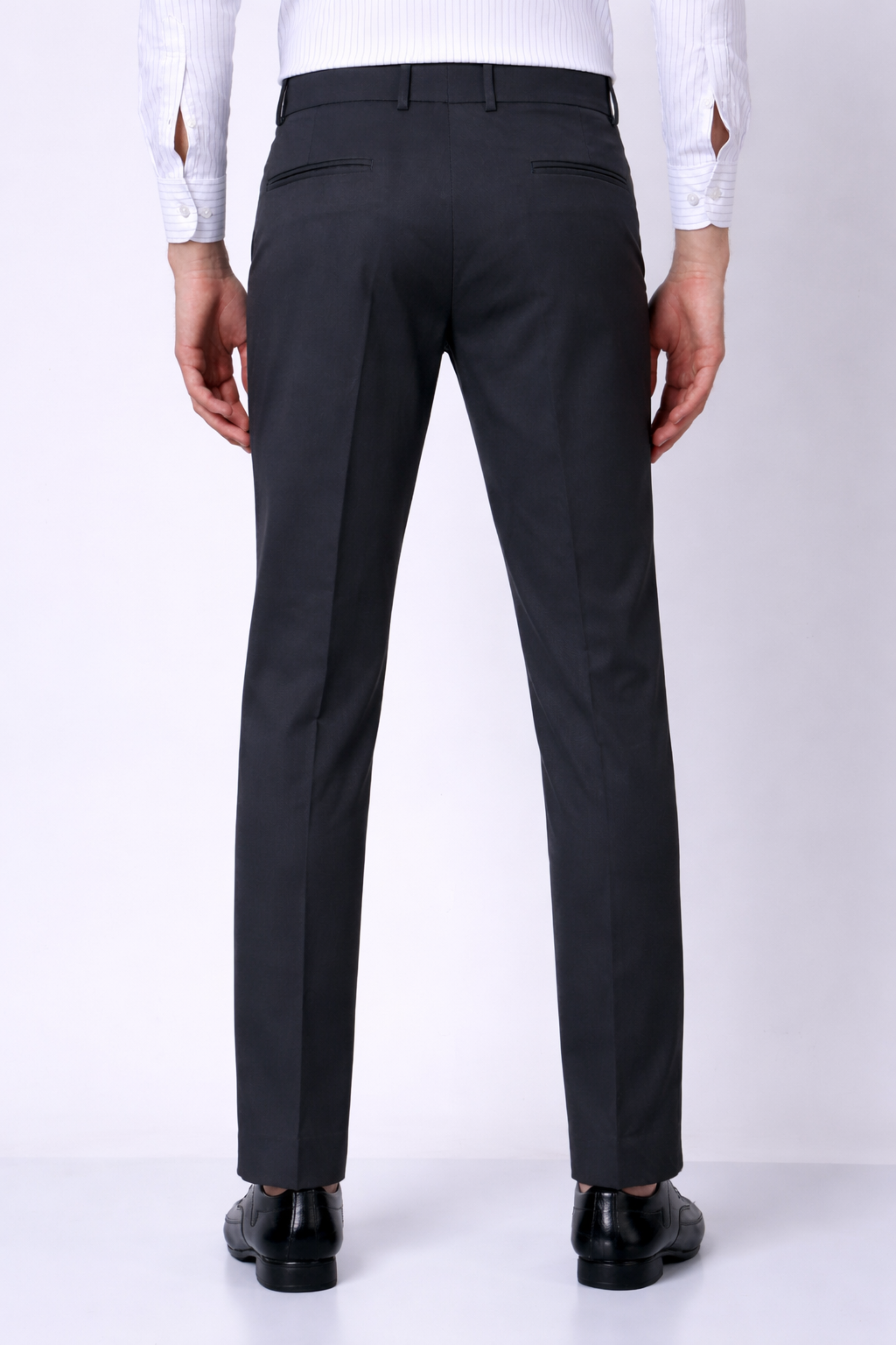 Stylox Men’s Slim Fit Pleated Formal Trousers – Premium Office Wear Pants with Side Pockets-Dark Grey - Stylox
