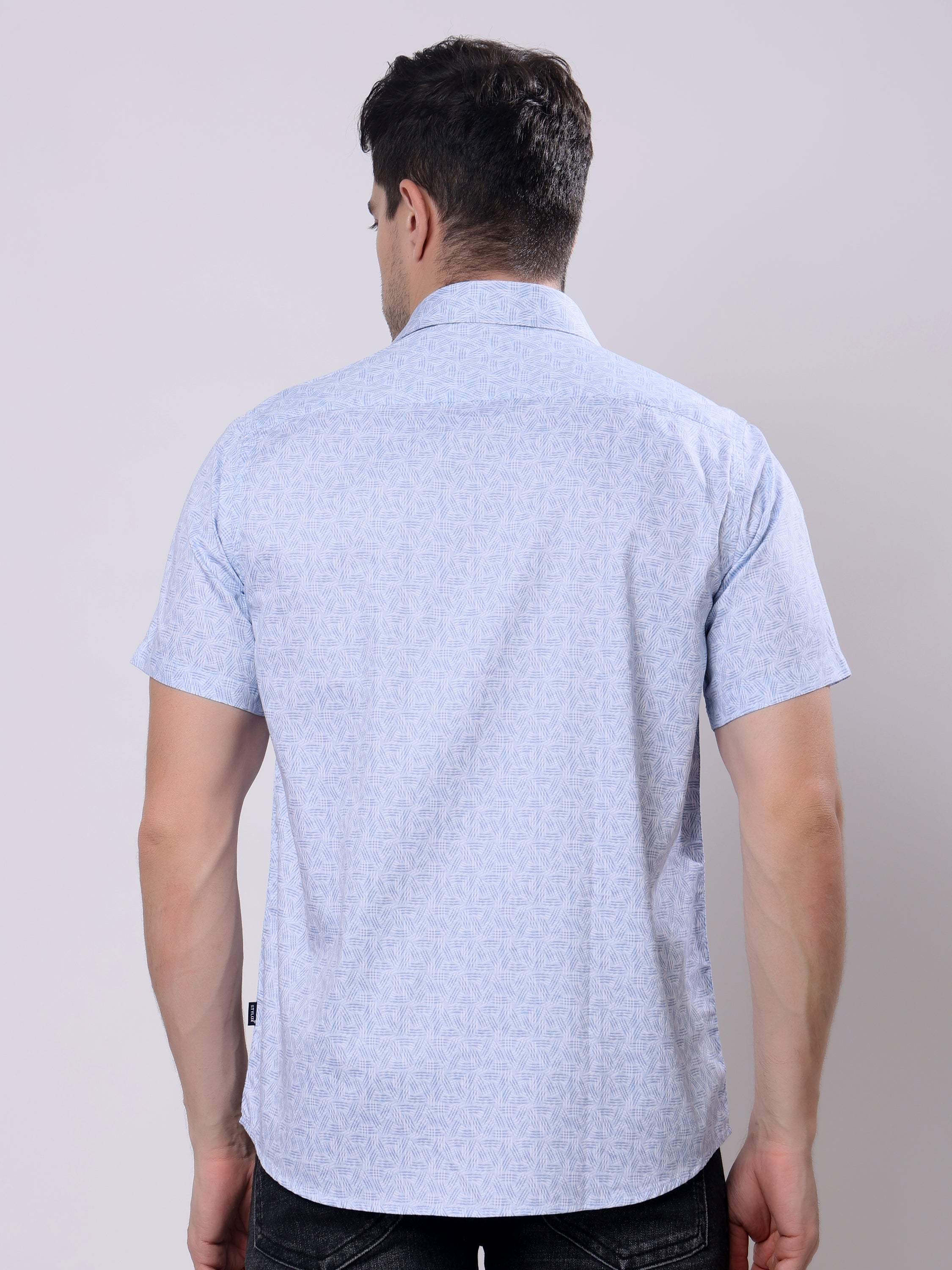 Stylox Men’s Regular Fit Half Sleeve Abstract print Cotton Summer Casual Shirt - Stylox
