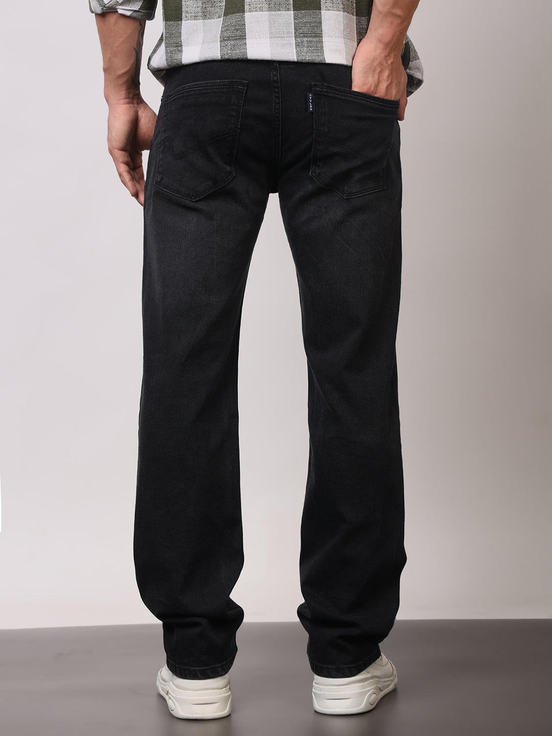 Stylox Men’s Comfort Fit Solid Jeans | Premium Stretchable Plain Denim Jeans for Men | Mid-Rise Relaxed Fit Jeans - Stylox