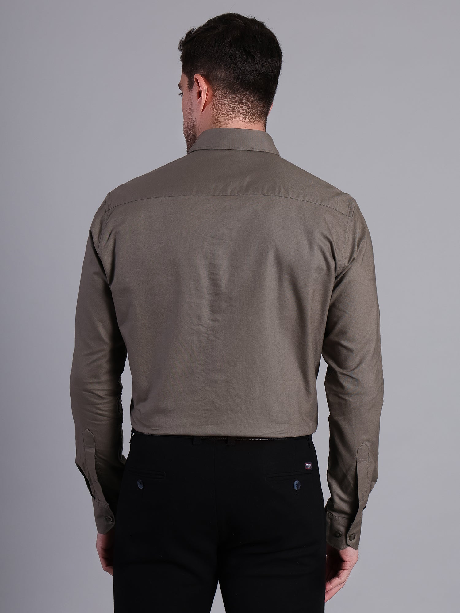 Stylox Men’s Regular Fit Solid Oxford Casual Shirt-Olive - Stylox