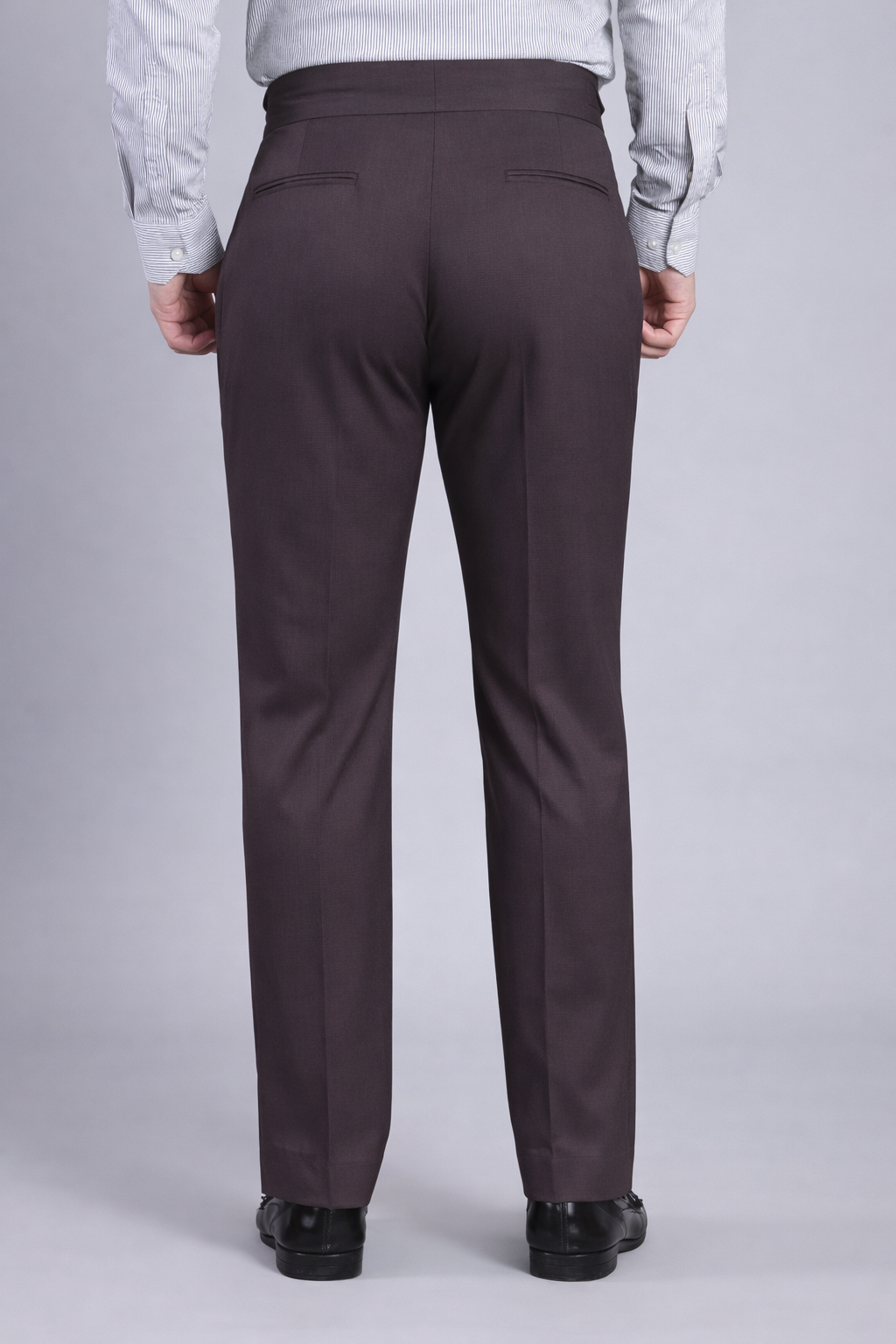 Stylox Men’s Gorkha High Waist Pleated Formal Trousers with Side Adjusters-Charcoal - Stylox