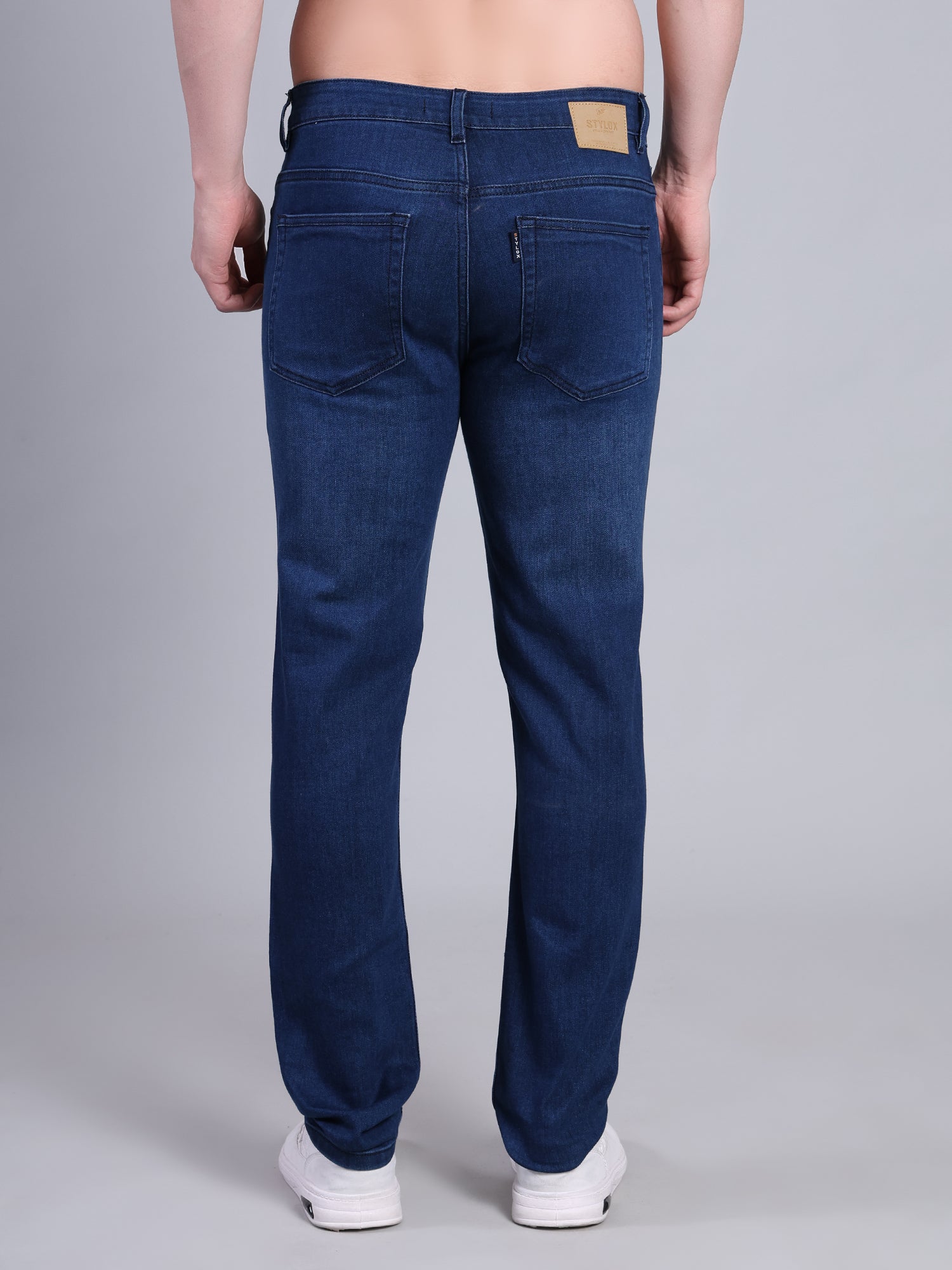 Stylox Men’s Slim Fit Mid Rise Stretchable Denim Jeans-Dark Blue - Stylox
