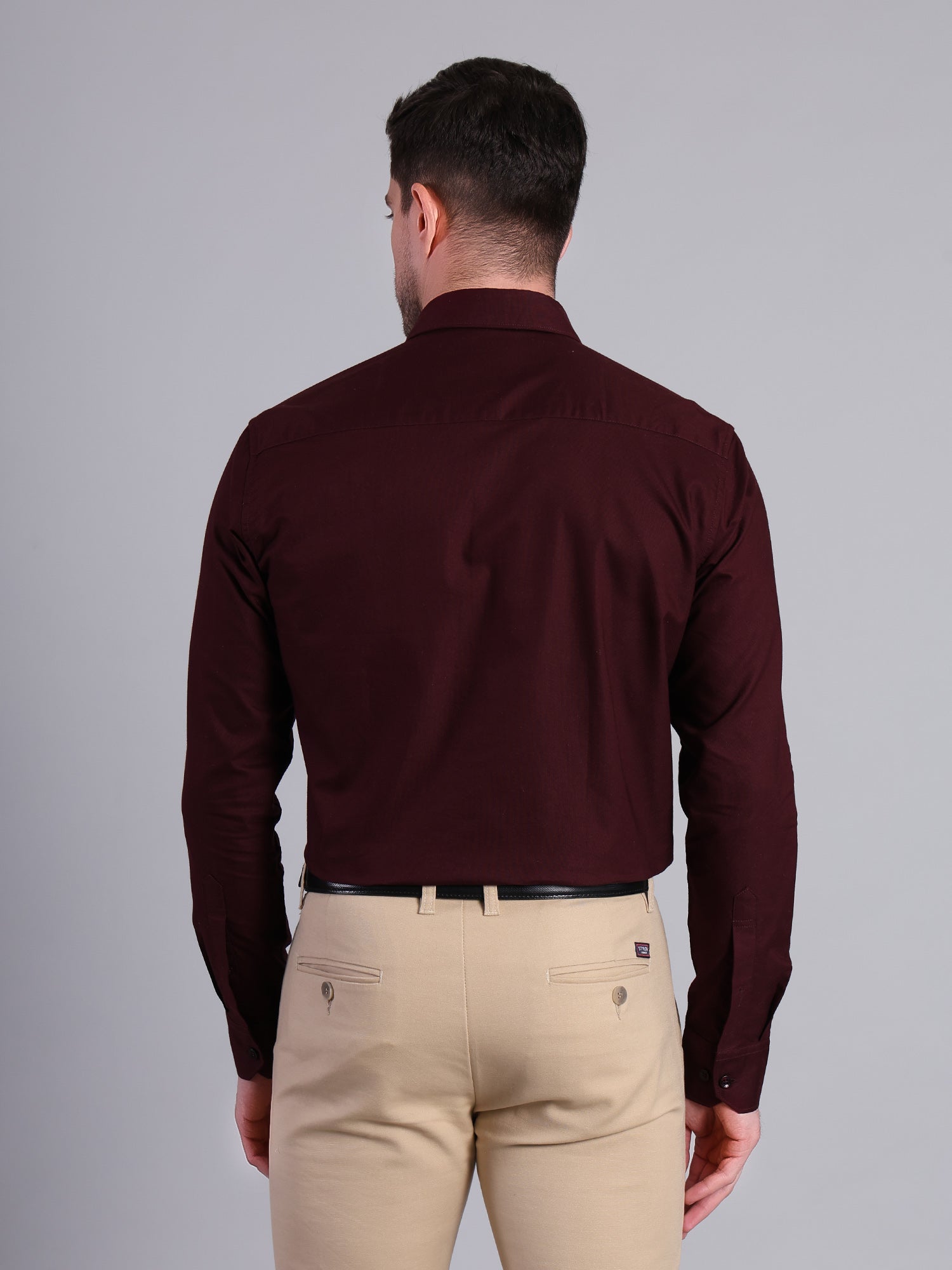 Stylox Men’s Regular Fit Solid Oxford Casual Shirt-Wine - Stylox